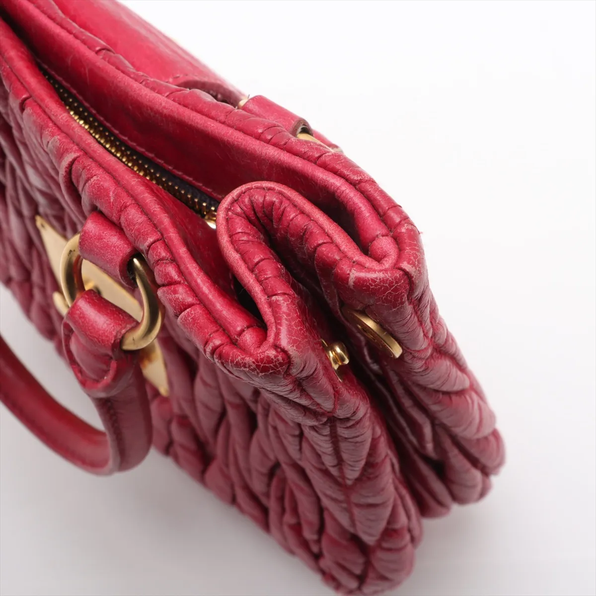 Matelasse Leather 2WAY Handbag Red — view 11