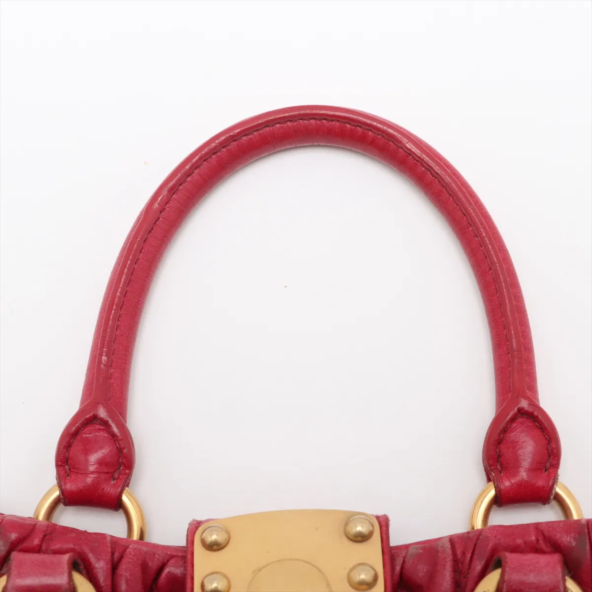Matelasse Leather 2WAY Handbag Red — view 13