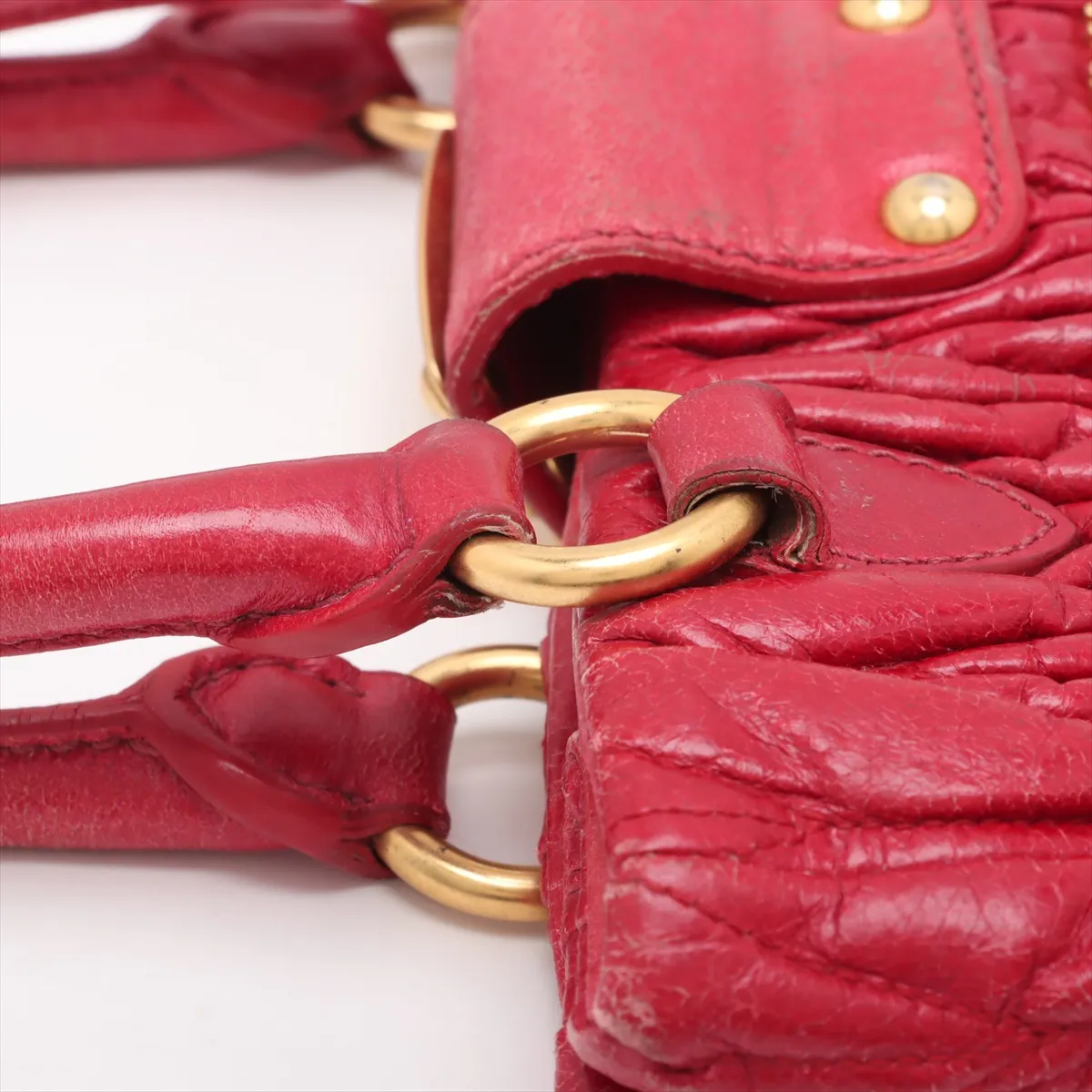 Matelasse Leather 2WAY Handbag Red — view 14