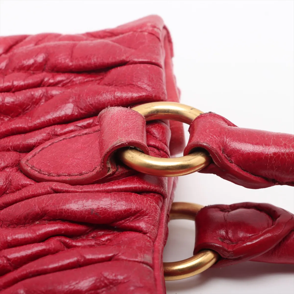 Matelasse Leather 2WAY Handbag Red — view 15