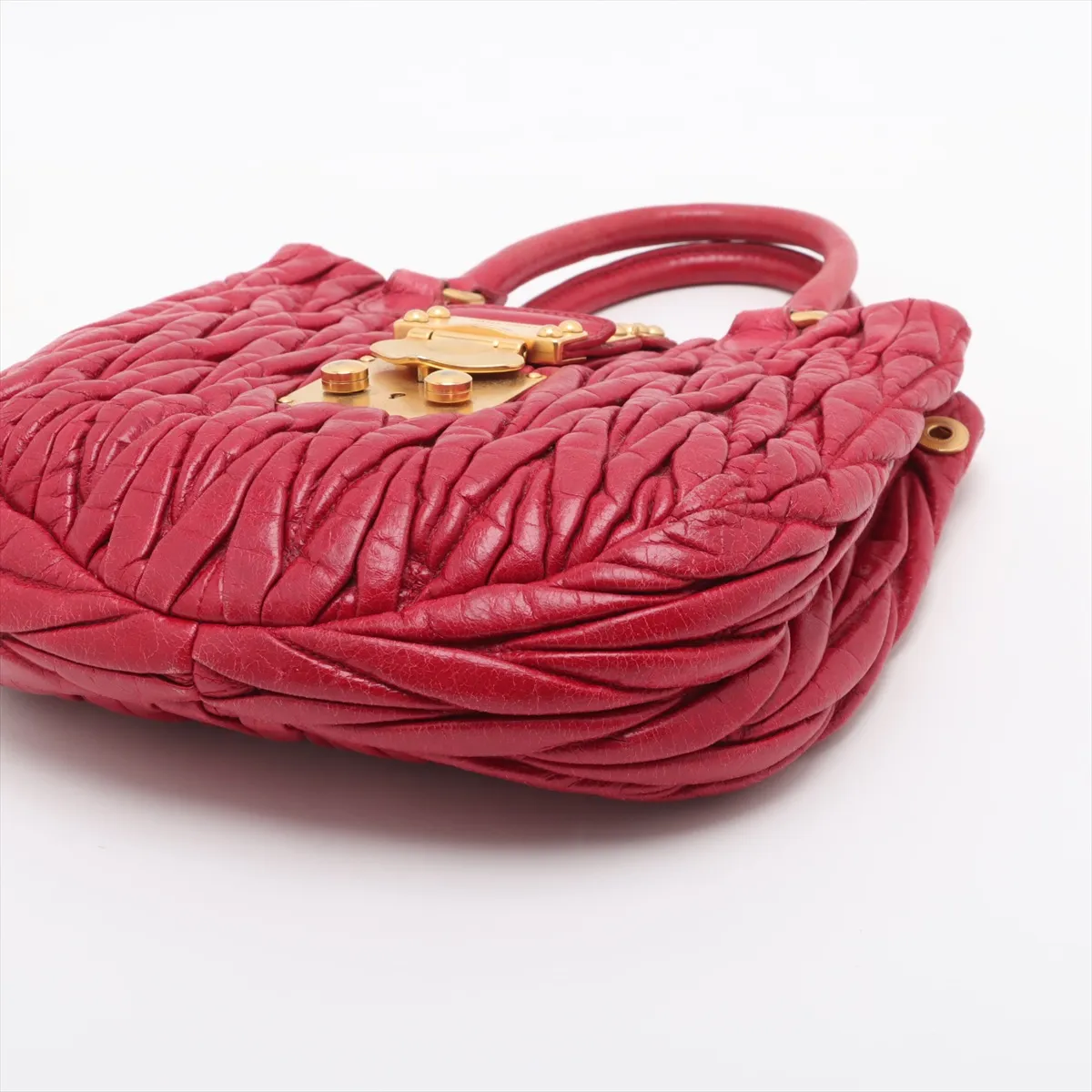 Matelasse Leather 2WAY Handbag Red — view 3