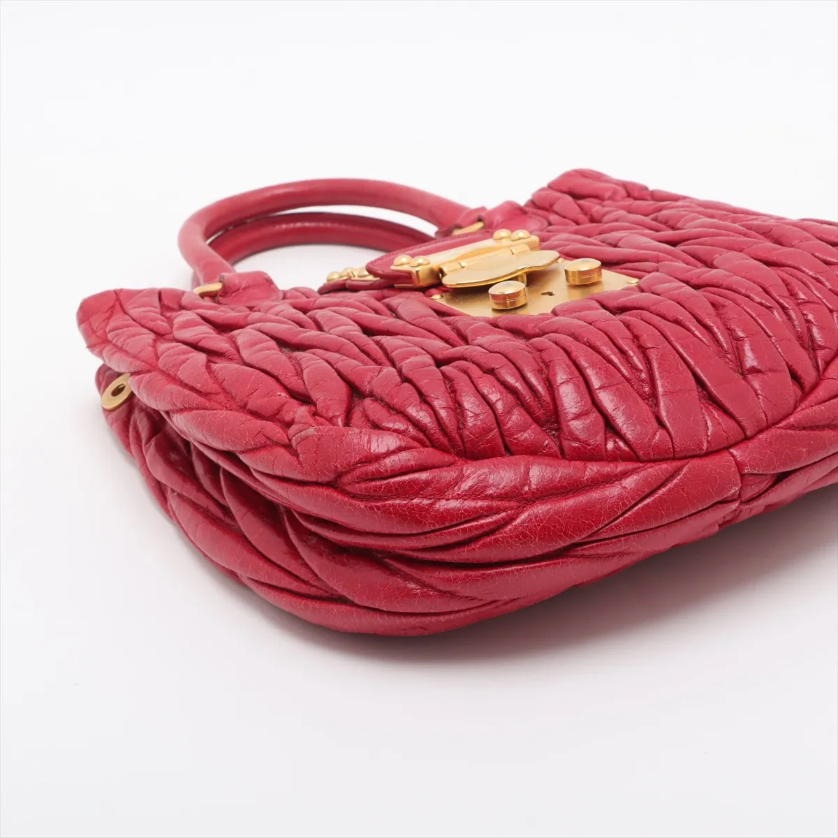 Matelasse Leather 2WAY Handbag Red — view 4
