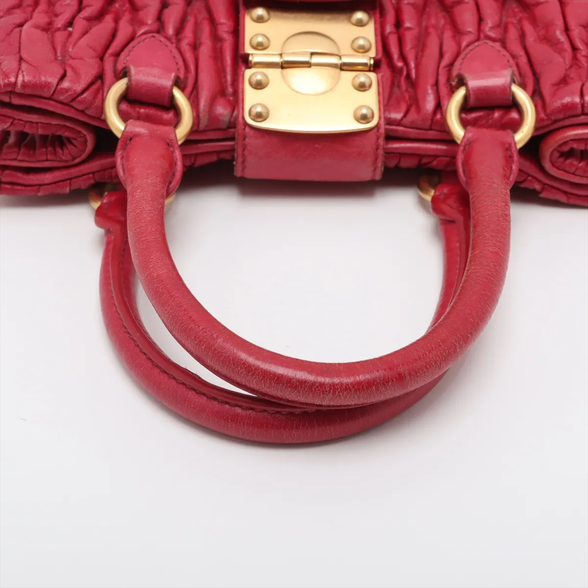 Matelasse Leather 2WAY Handbag Red — view 5