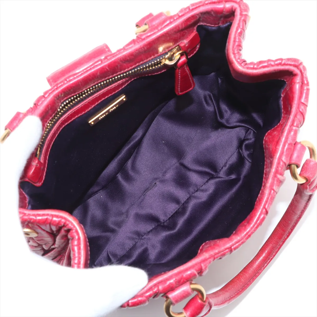 Matelasse Leather 2WAY Handbag Red — view 8