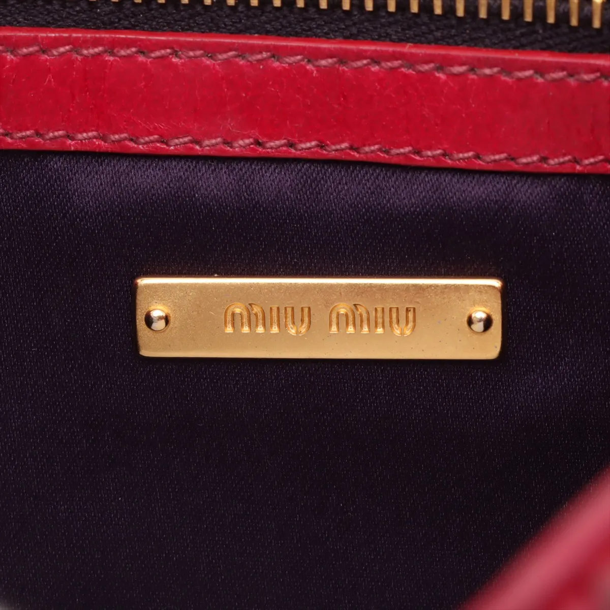 Matelasse Leather 2WAY Handbag Red — view 10