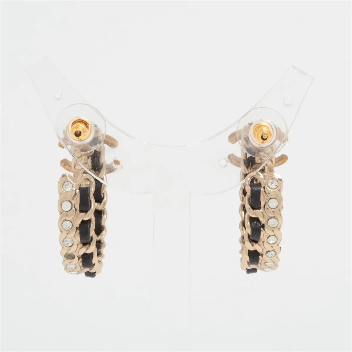Cocomark B20C Earrings (for both ears) GP x Leather x Rhinestone Gold — view 3