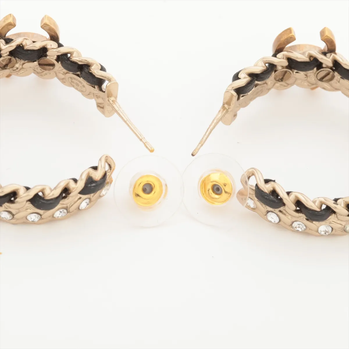 Cocomark B20C Earrings (for both ears) GP x Leather x Rhinestone Gold — view 4