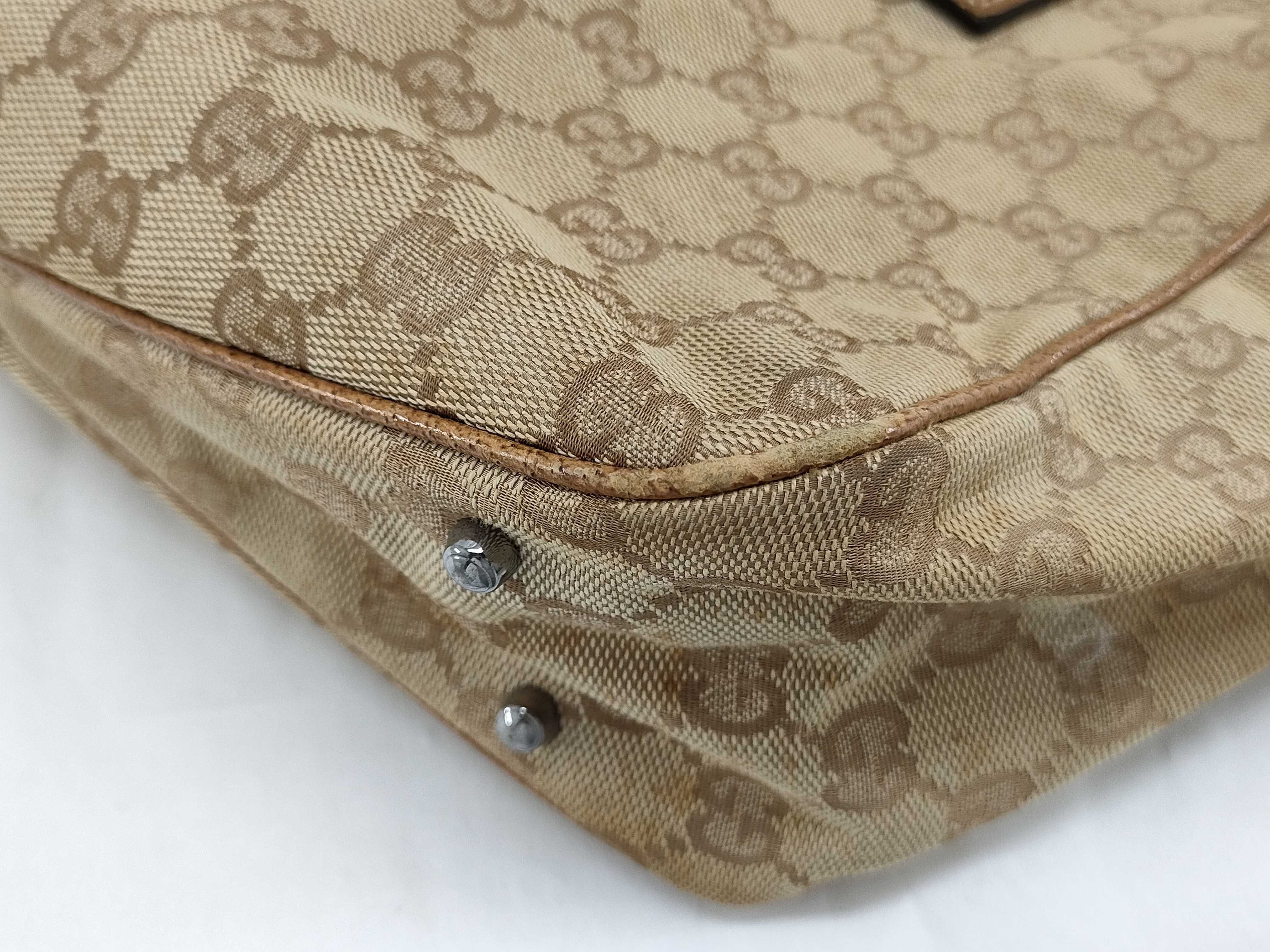 GG Canvas Handbag 113019 - GG Canvas, Leather, Beige Handbag — view 6