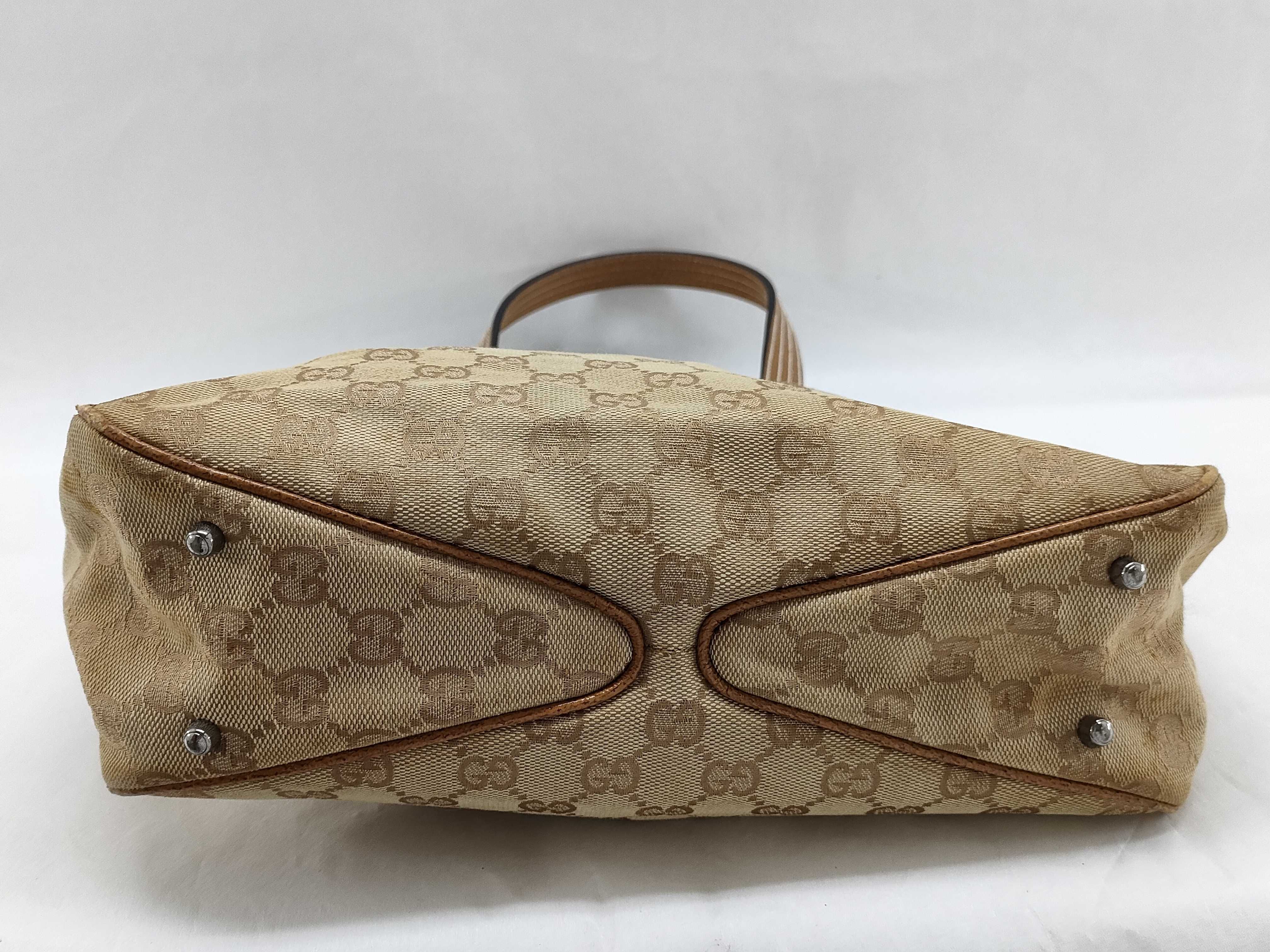 GG Canvas Handbag 113019 - GG Canvas, Leather, Beige Handbag — view 7