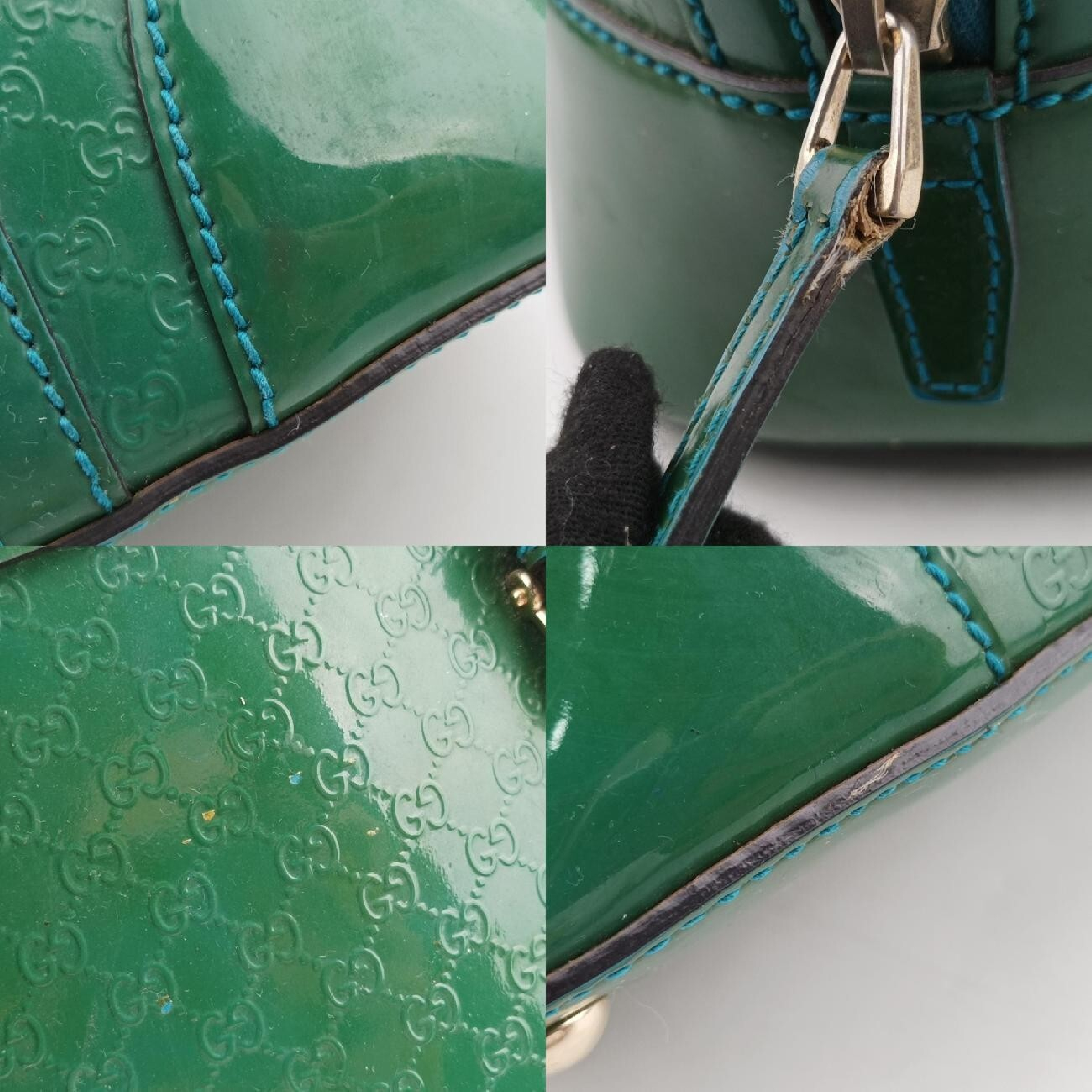 Microguccissima Green Patent Leather Shoulder Bag 309617 D016515121 — view 9