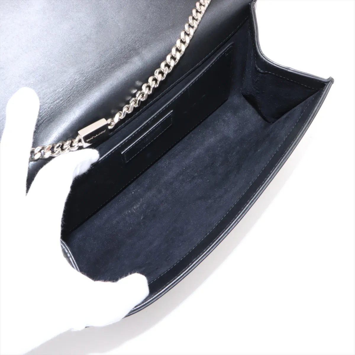 Classic Kate Leather Chain Shoulder Bag, Black 354119 — view 6
