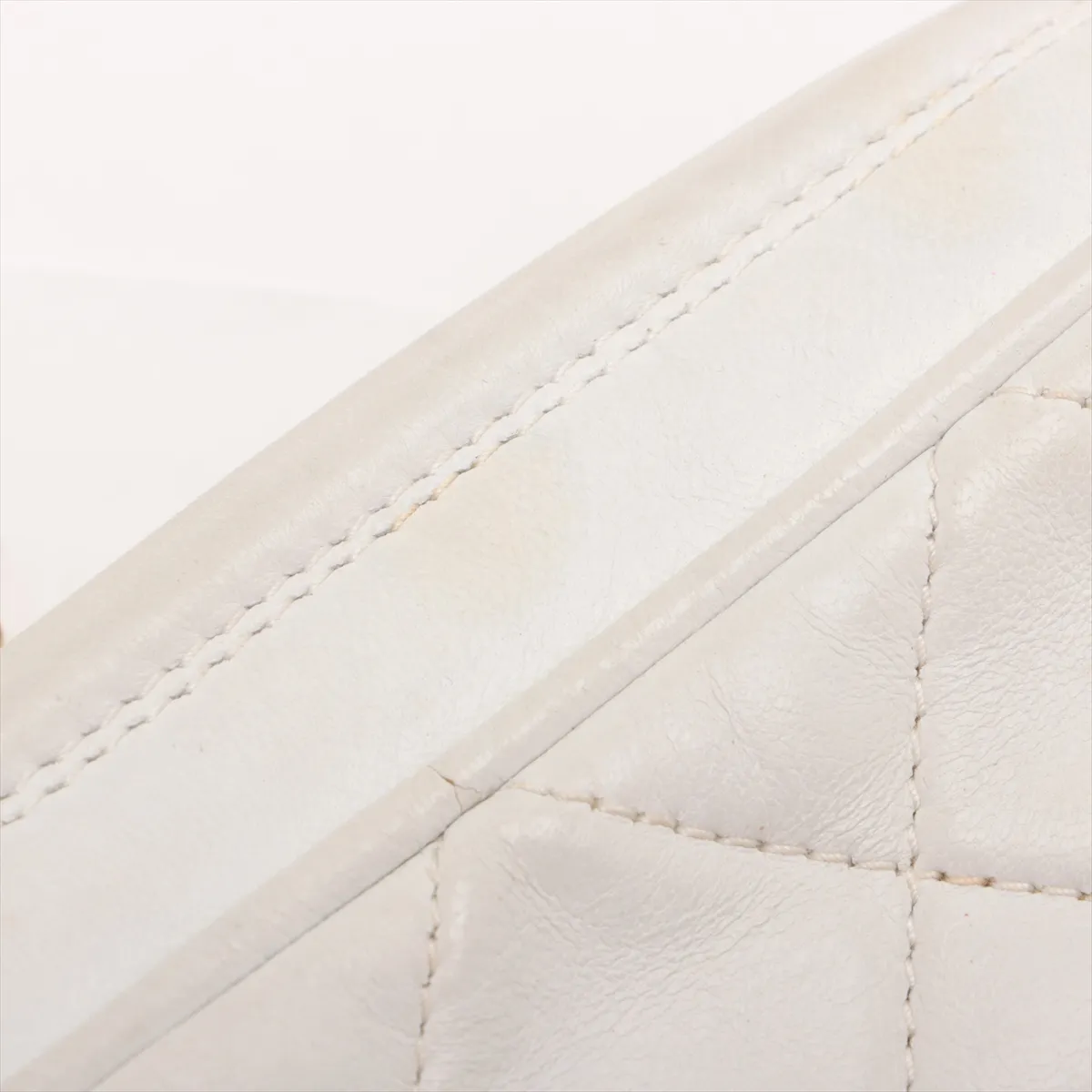 Matelasse Lambskin Chain Shoulder Bag Fringe White Gold Hardware 1989265 No. 1 — view 12