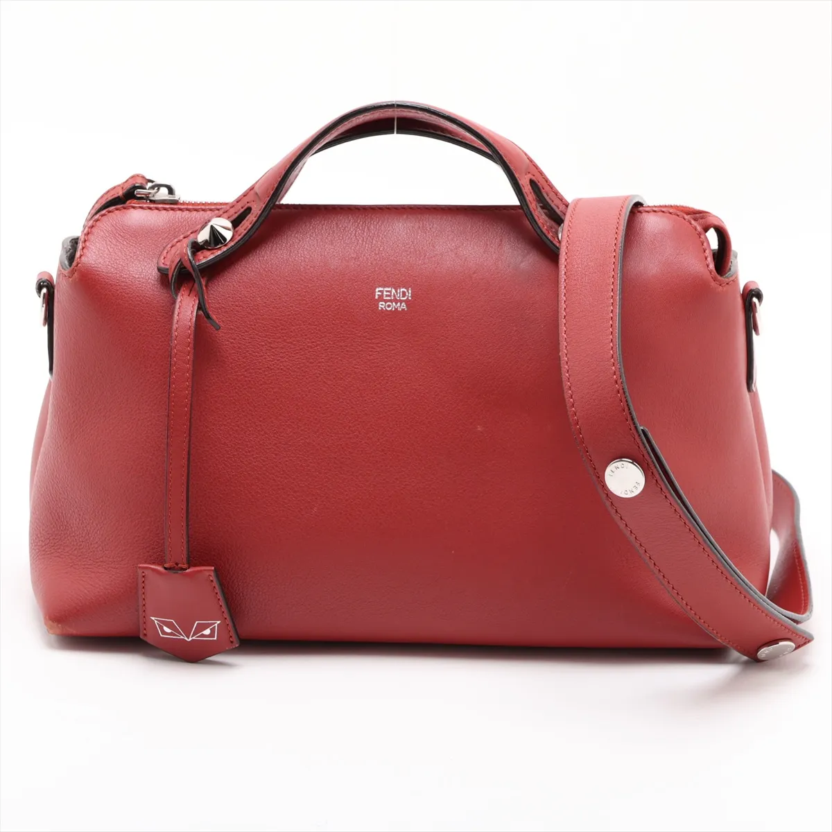By The Way Medium Leather 2-Way Handbag, Red, 8BL124, broken clochette strap.