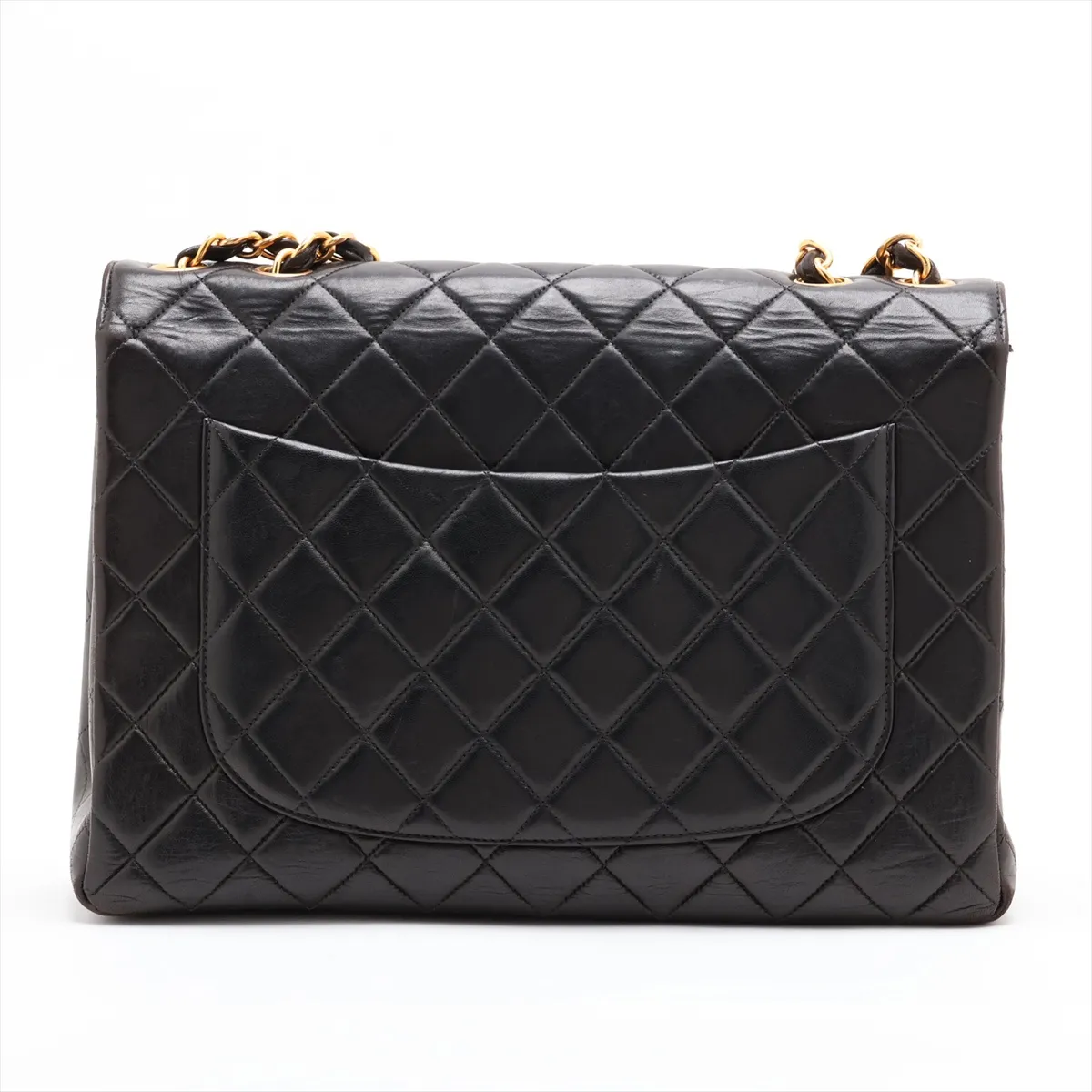 Large Matelassé 30 Lambskin Single Flap Double Chain Bag, Black with Gold Hardware, 4320229, Series 4, A11869 — view 2