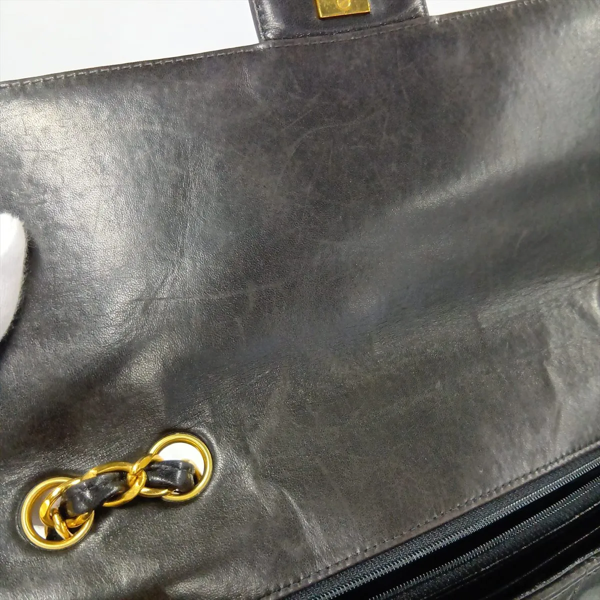 Large Matelassé 30 Lambskin Single Flap Double Chain Bag, Black with Gold Hardware, 4320229, Series 4, A11869 — view 15