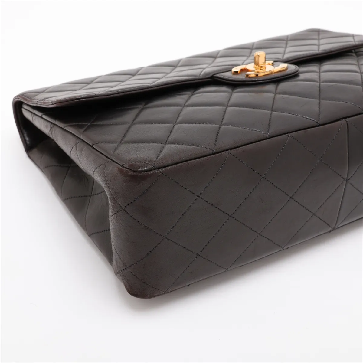 Large Matelassé 30 Lambskin Single Flap Double Chain Bag, Black with Gold Hardware, 4320229, Series 4, A11869 — view 4