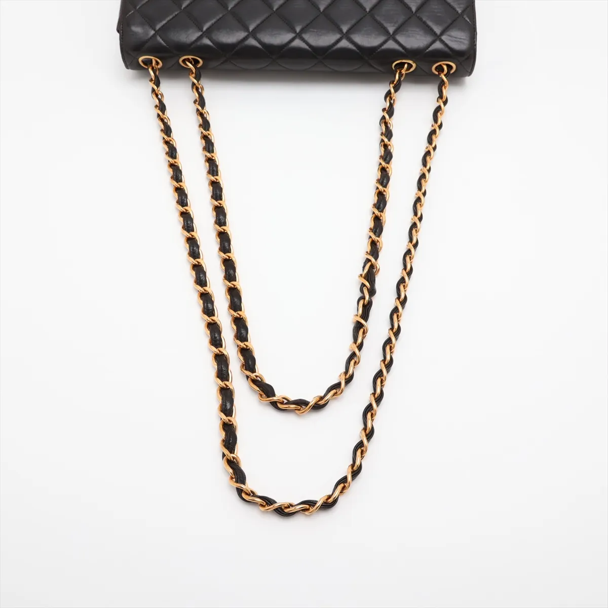 Large Matelassé 30 Lambskin Single Flap Double Chain Bag, Black with Gold Hardware, 4320229, Series 4, A11869 — view 5