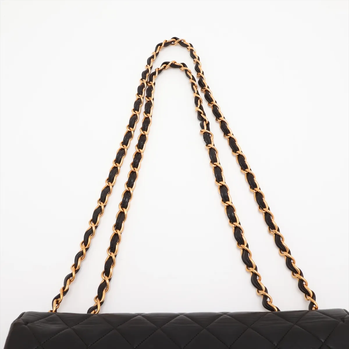 Large Matelassé 30 Lambskin Single Flap Double Chain Bag, Black with Gold Hardware, 4320229, Series 4, A11869 — view 6