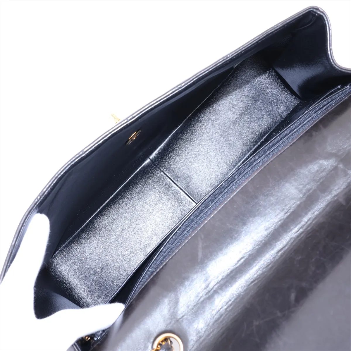 Large Matelassé 30 Lambskin Single Flap Double Chain Bag, Black with Gold Hardware, 4320229, Series 4, A11869 — view 7