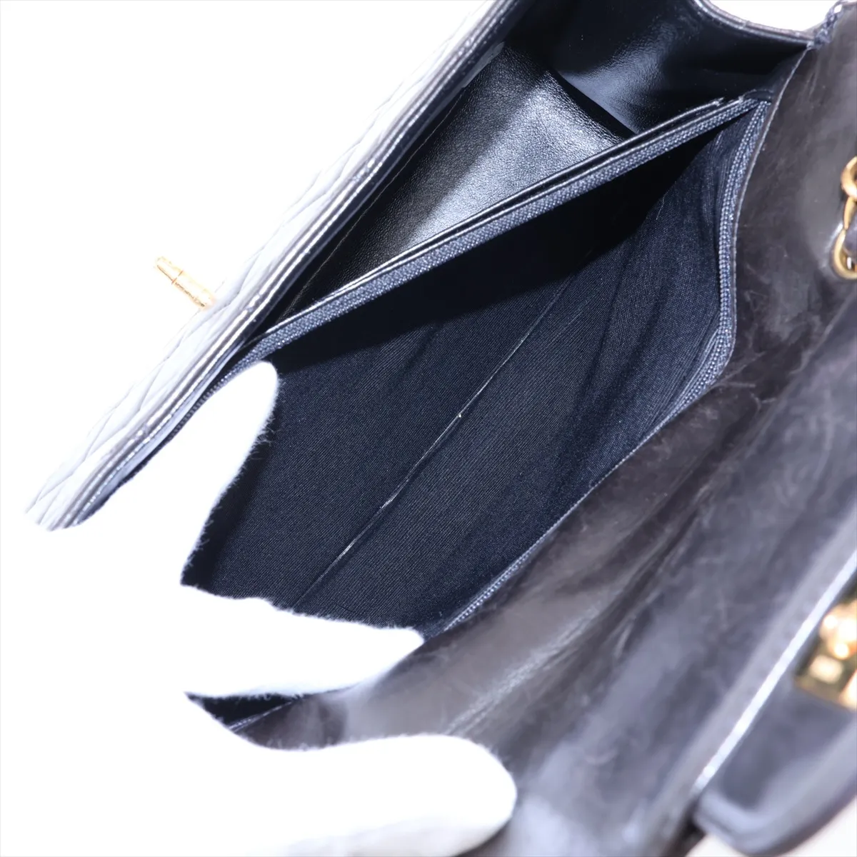 Large Matelassé 30 Lambskin Single Flap Double Chain Bag, Black with Gold Hardware, 4320229, Series 4, A11869 — view 8