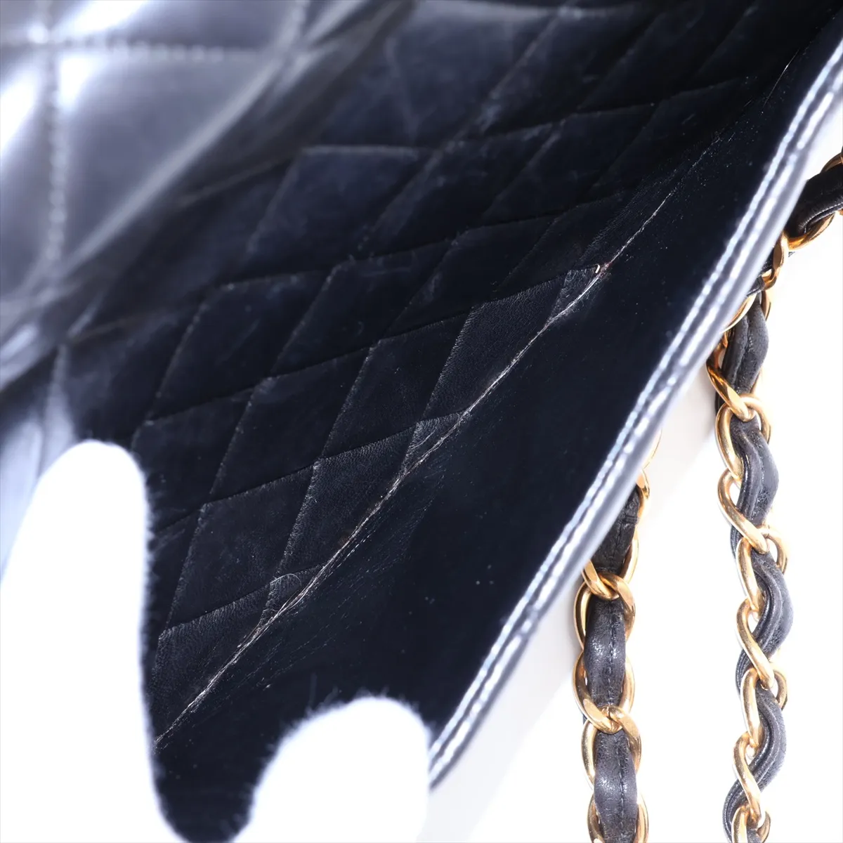 Large Matelassé 30 Lambskin Single Flap Double Chain Bag, Black with Gold Hardware, 4320229, Series 4, A11869 — view 10