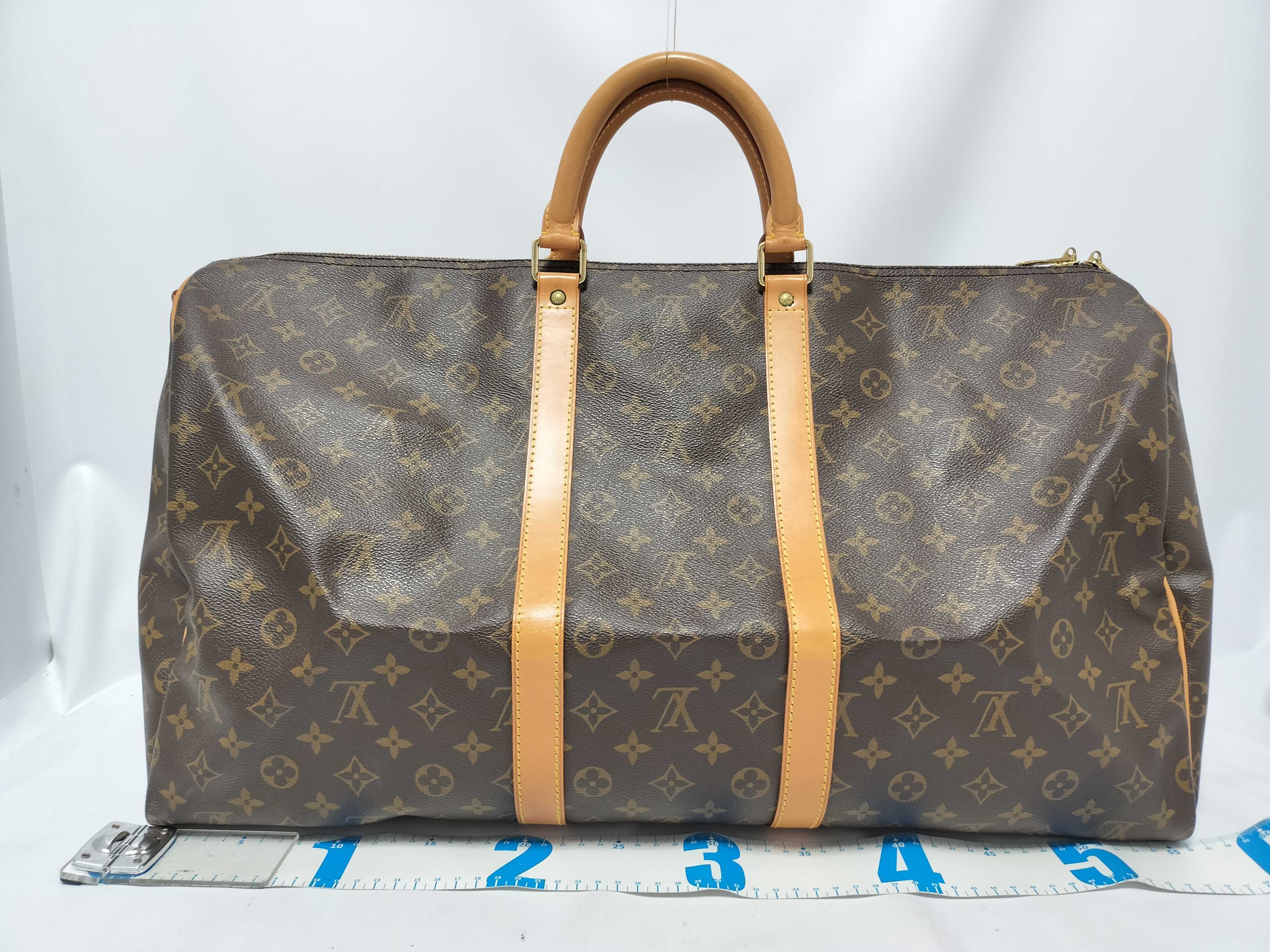 LV Keepall Bandoulière 55 M41414 Monogram Boston Bag with Key, Padlock, Strap, Handle Strap, Name Tag, and Dust Bag — view 2