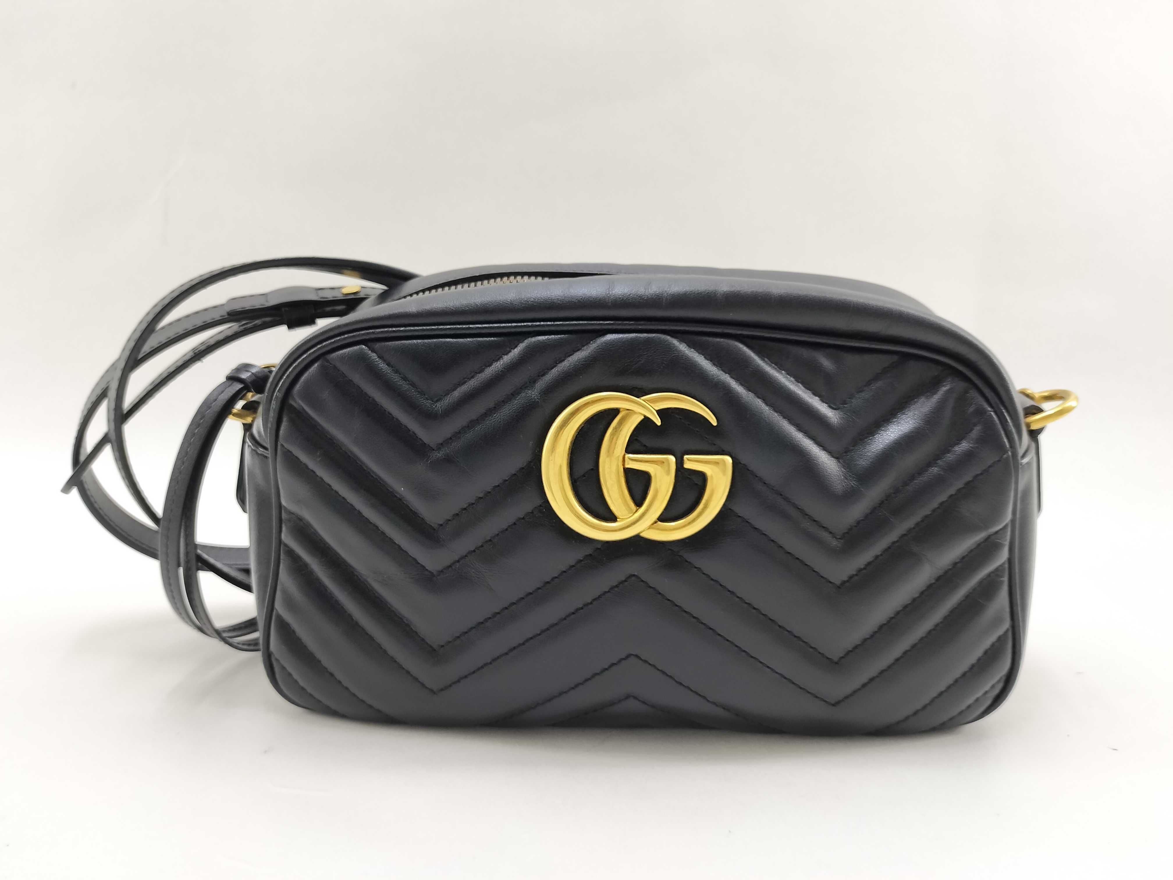 GG Marmont Leather Chain Shoulder Bag, Black, 447632 (Shoulder Bag)