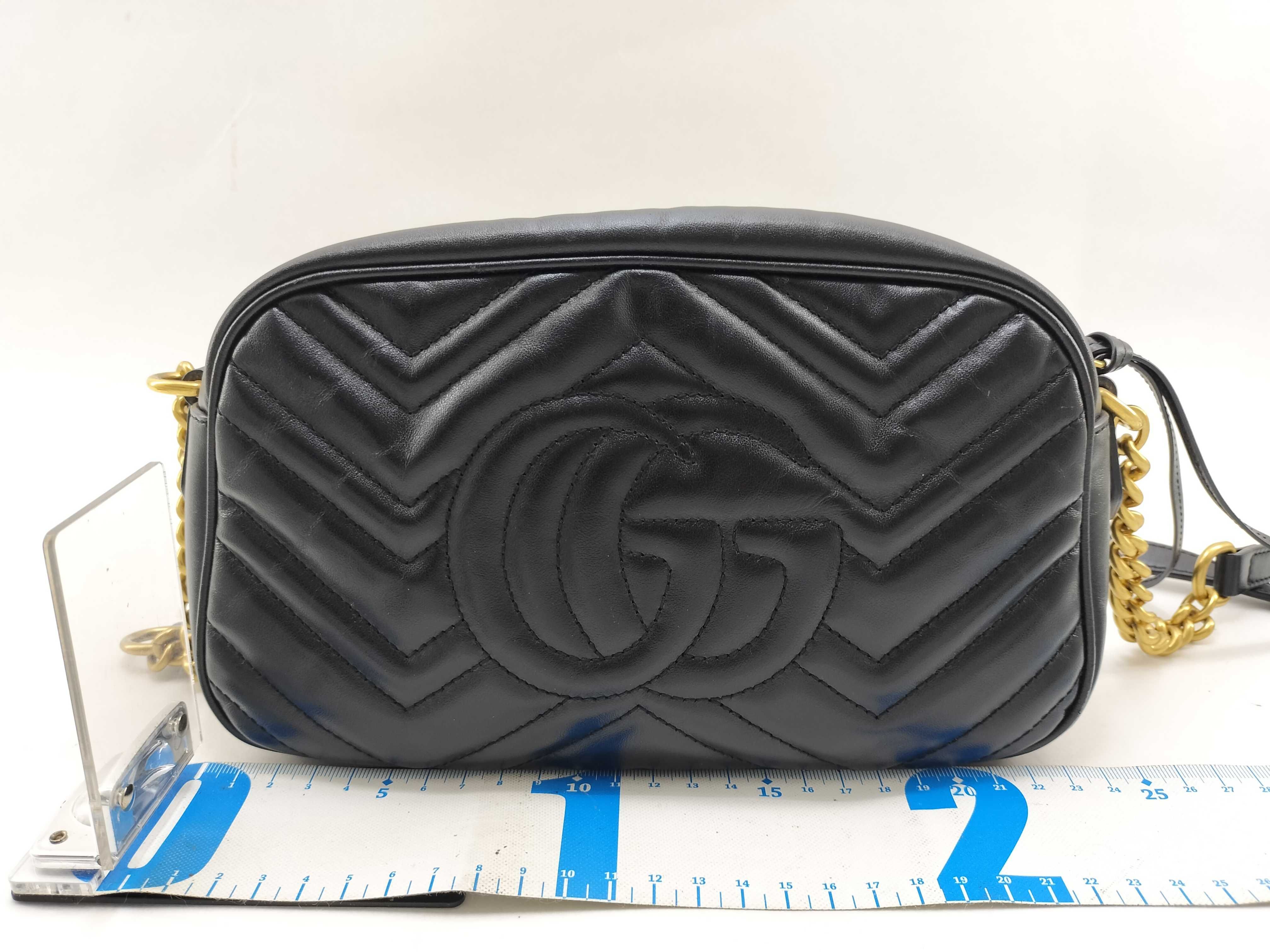 GG Marmont Leather Chain Shoulder Bag, Black, 447632 (Shoulder Bag) — view 2