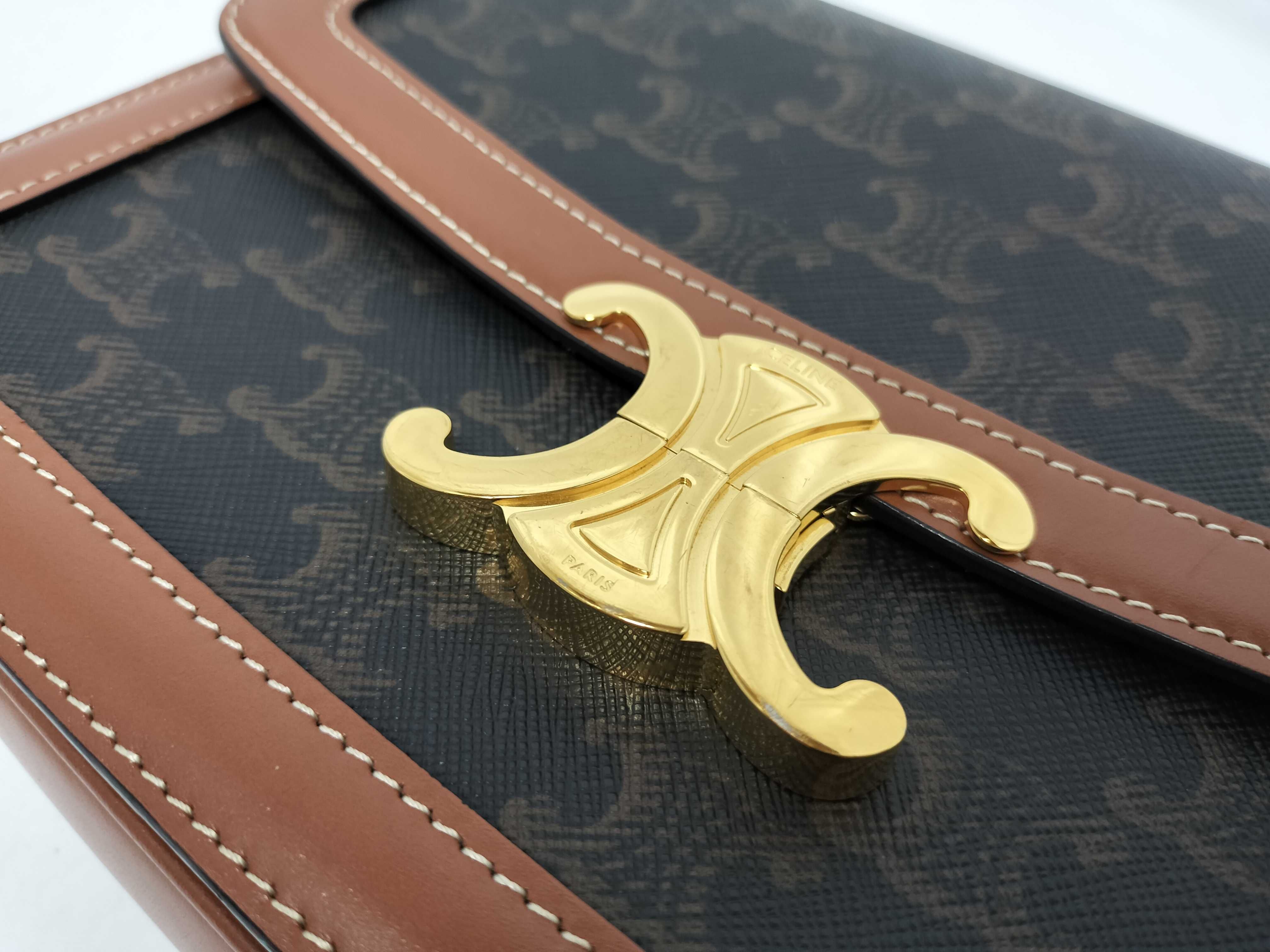 Triomphe Chain Shoulder Bag, Brown Shoulder Bag — view 8