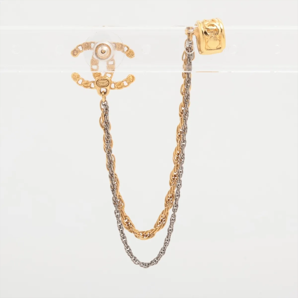 Coco Mark F21V Earring (Single Earring) GP x Rhinestone Gold. — view 2