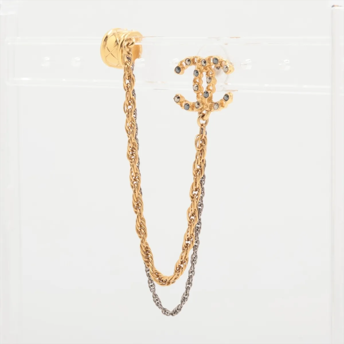 Coco Mark F21V Earring (Single Earring) GP x Rhinestone Gold. — view 3