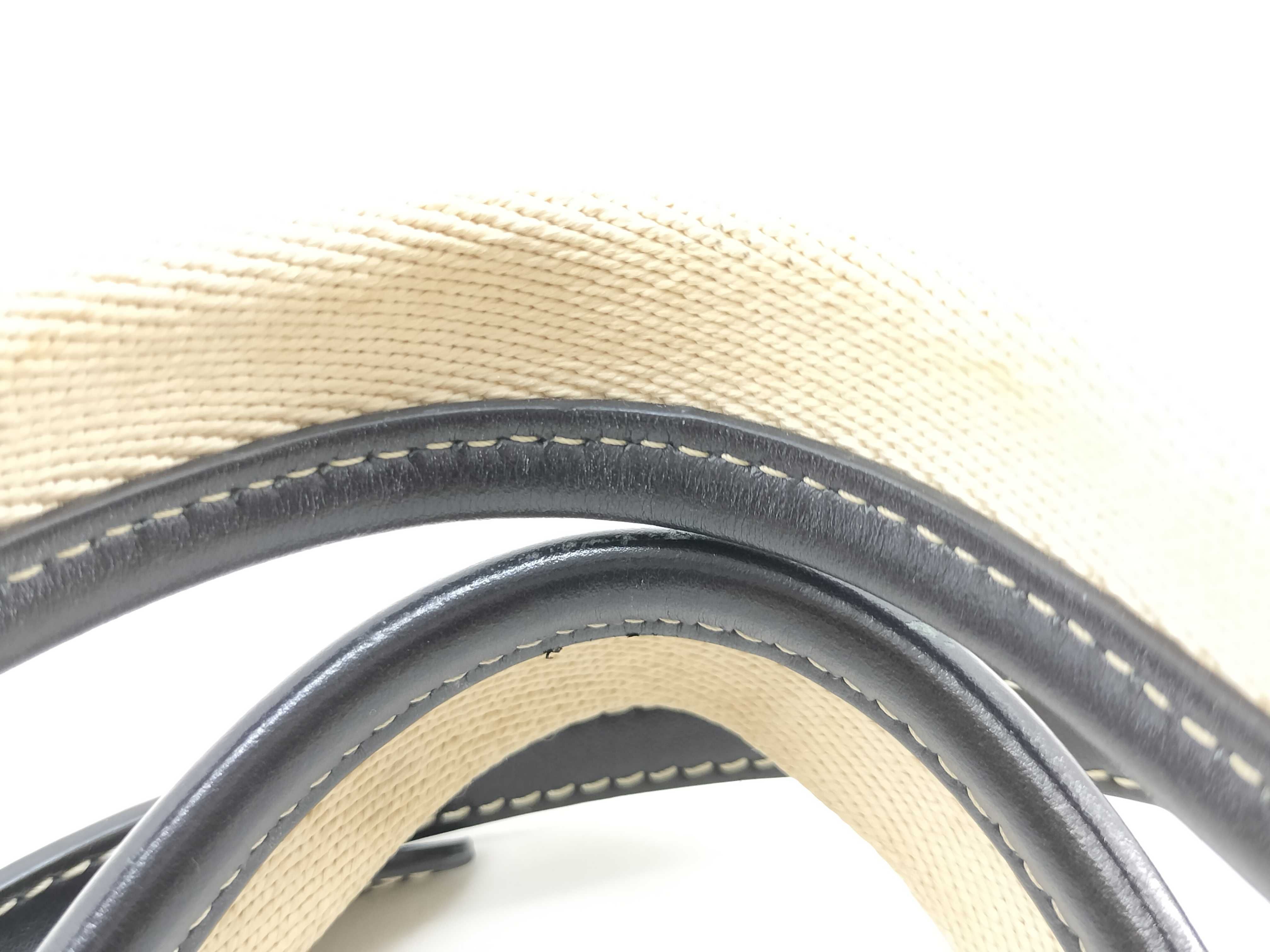 Woody Small Canvas x Leather 2-Way Handbag, Beige x Navy — view 7