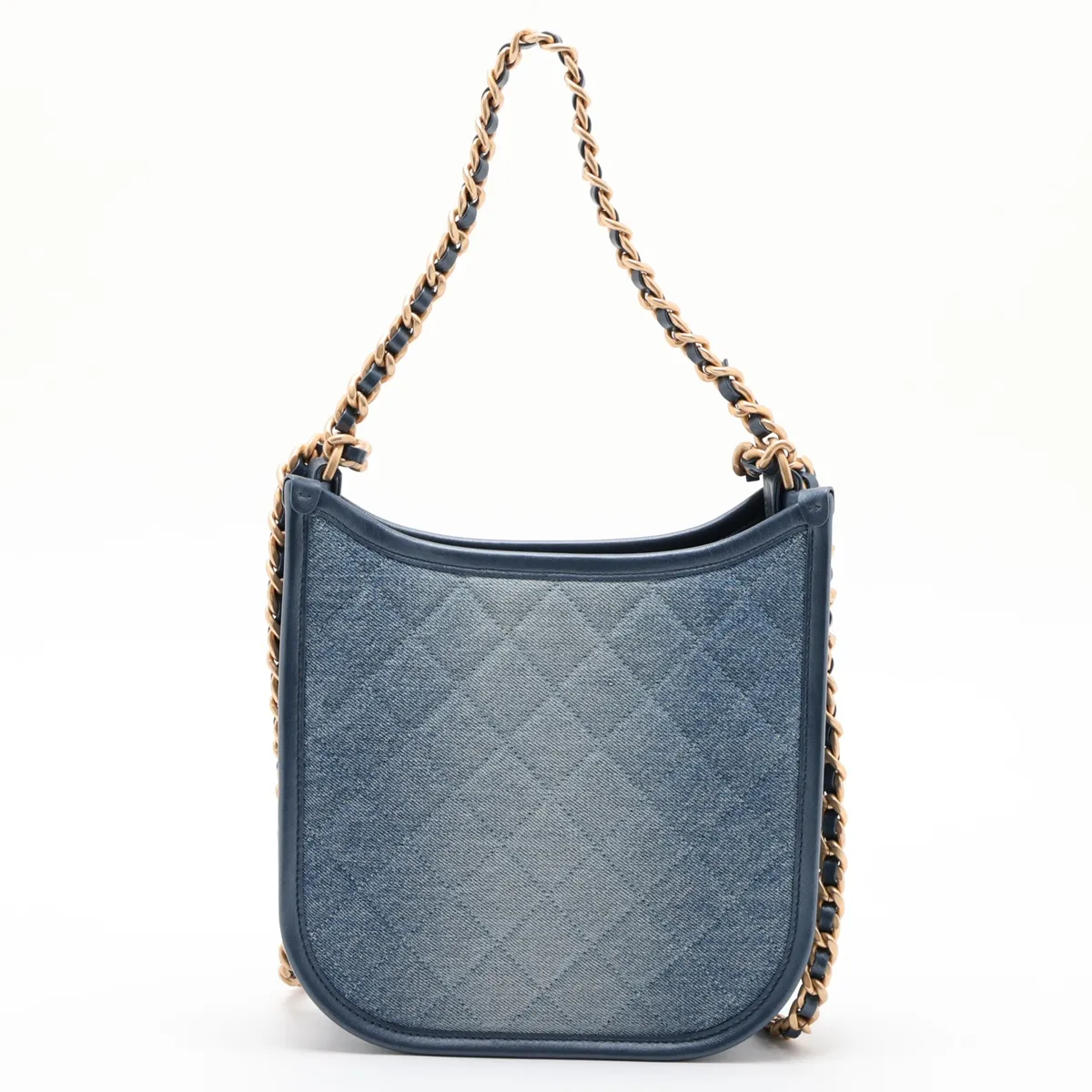 [Individually packaged] Chanel Matelassé Denim Chain Shoulder Bag, Navy, Gold Hardware, KE548055, Random Plate — view 2