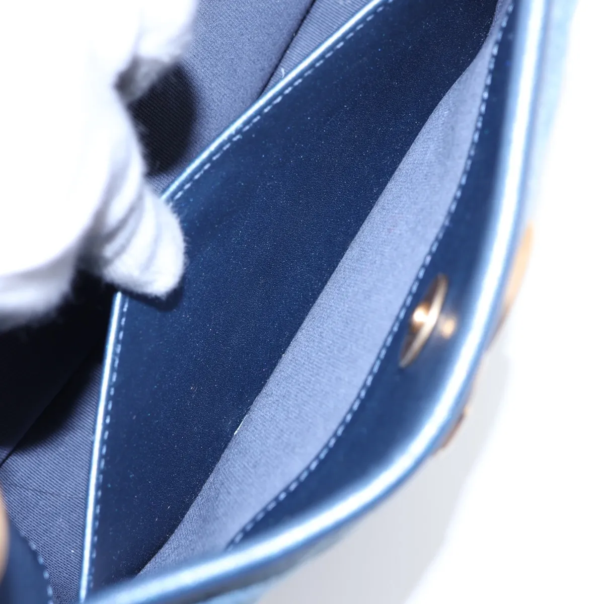 [Individually packaged] Chanel Matelassé Denim Chain Shoulder Bag, Navy, Gold Hardware, KE548055, Random Plate — view 8