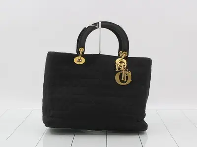 Lady Dior Black 2-Way Handbag with Gold Hardware