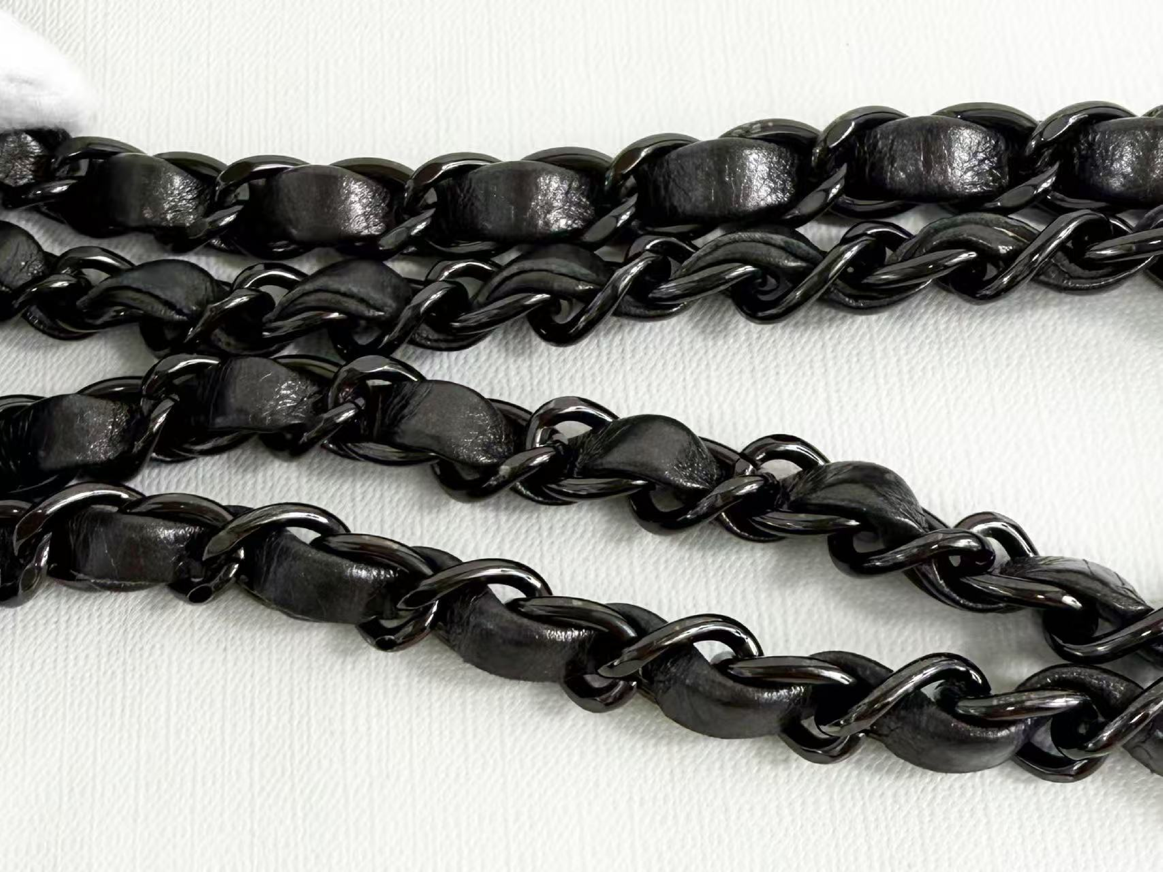 Matelassé black hardware chain-around shoulder bag, wrinkled finish, approximately W25cm, serial number in the 14 range. Includes dust bag and sticker. Item number 14767933. — view 9