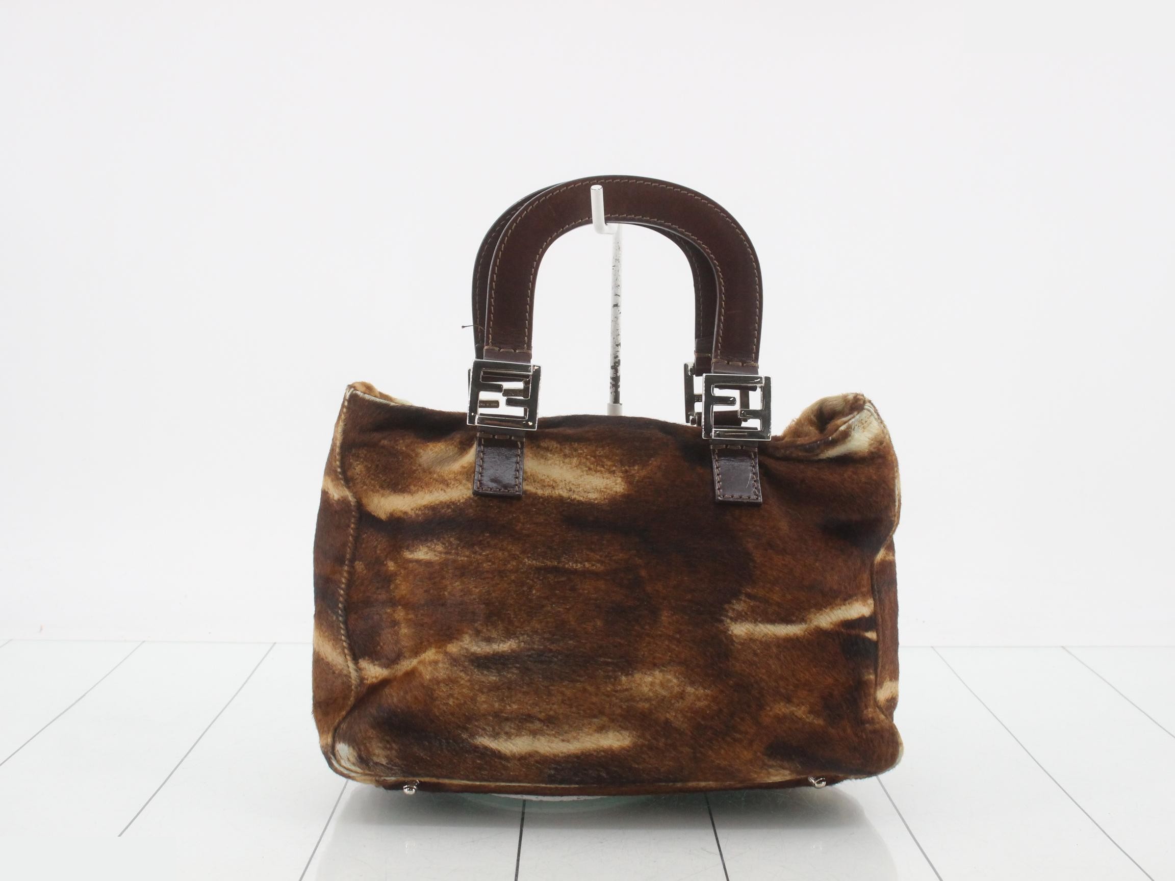 Calf hair Zucca leather handbag with FF hardware — view 2