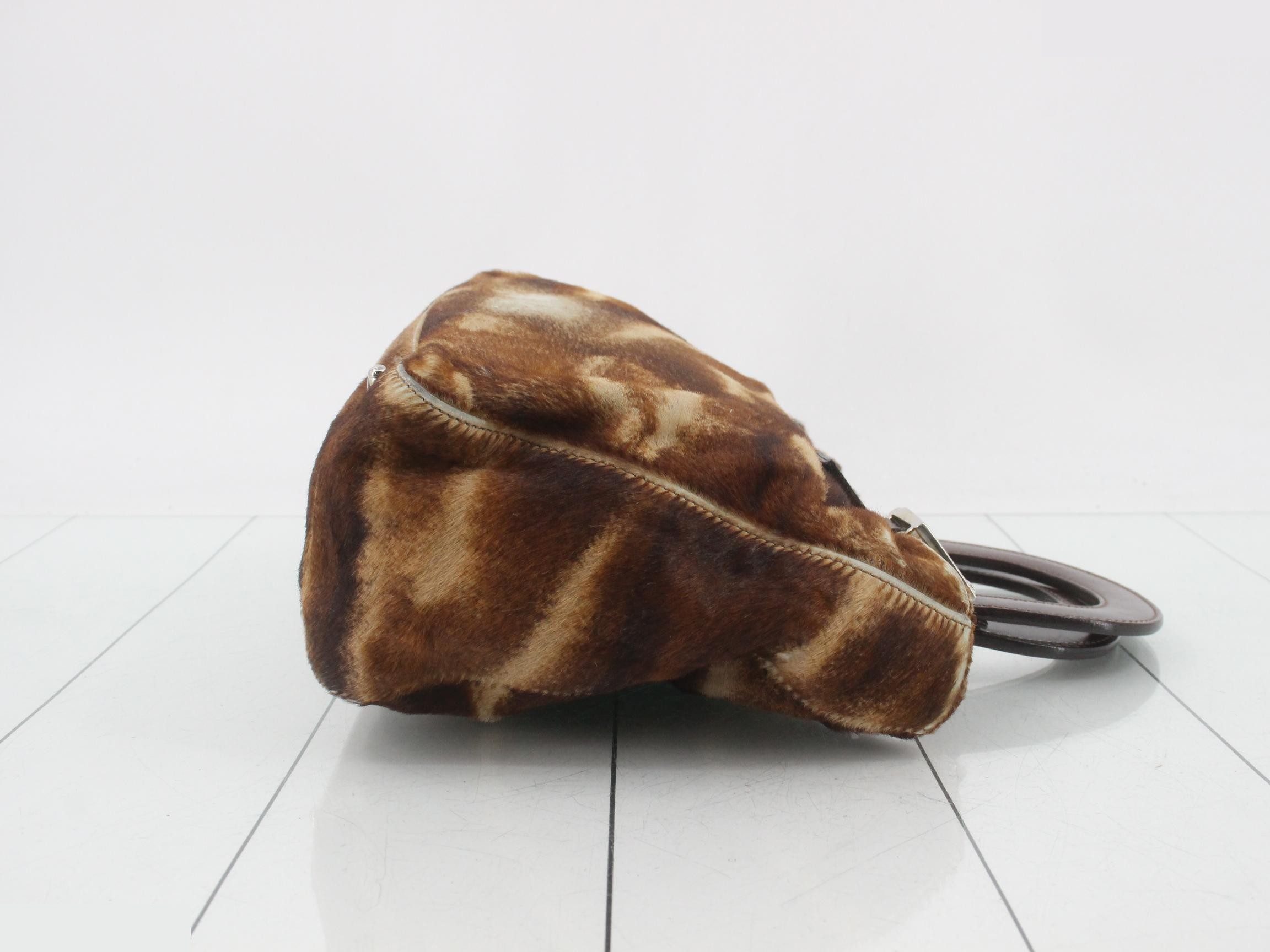 Calf hair Zucca leather handbag with FF hardware — view 3
