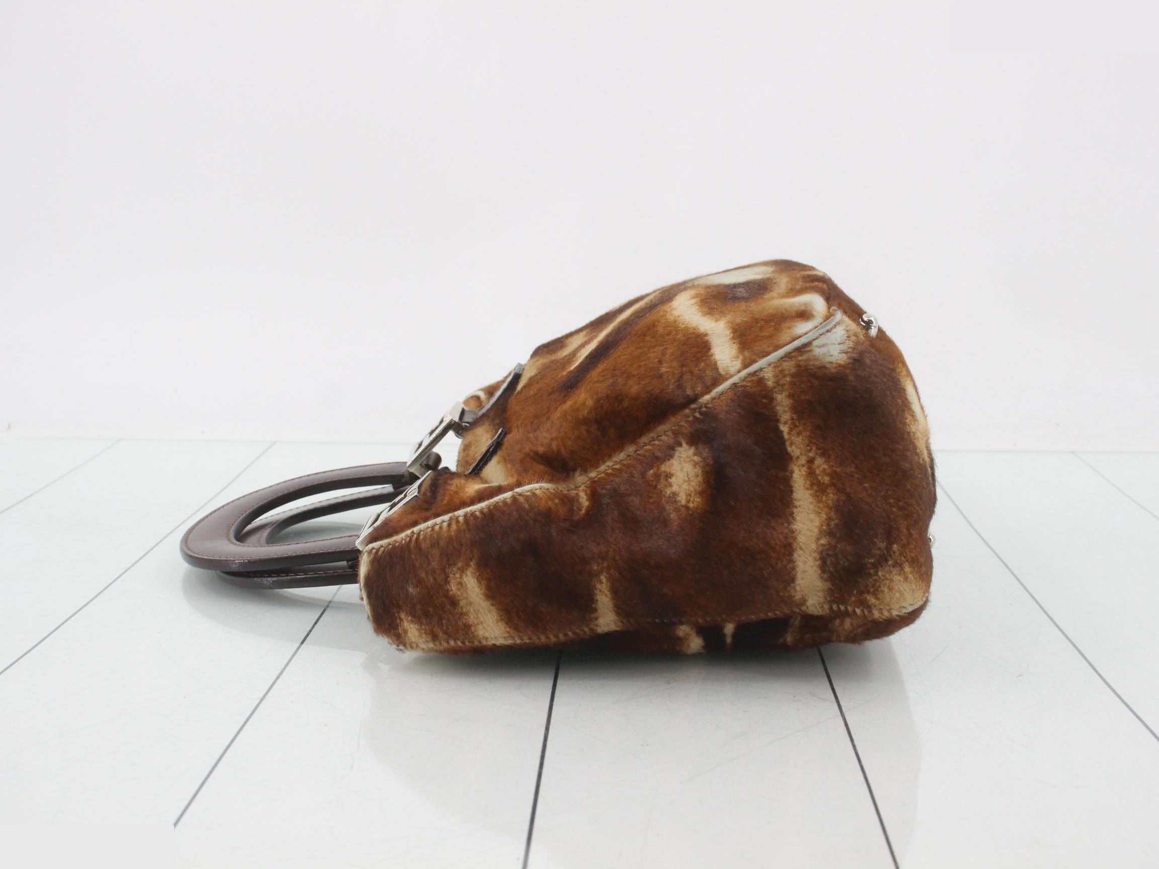 Calf hair Zucca leather handbag with FF hardware — view 4