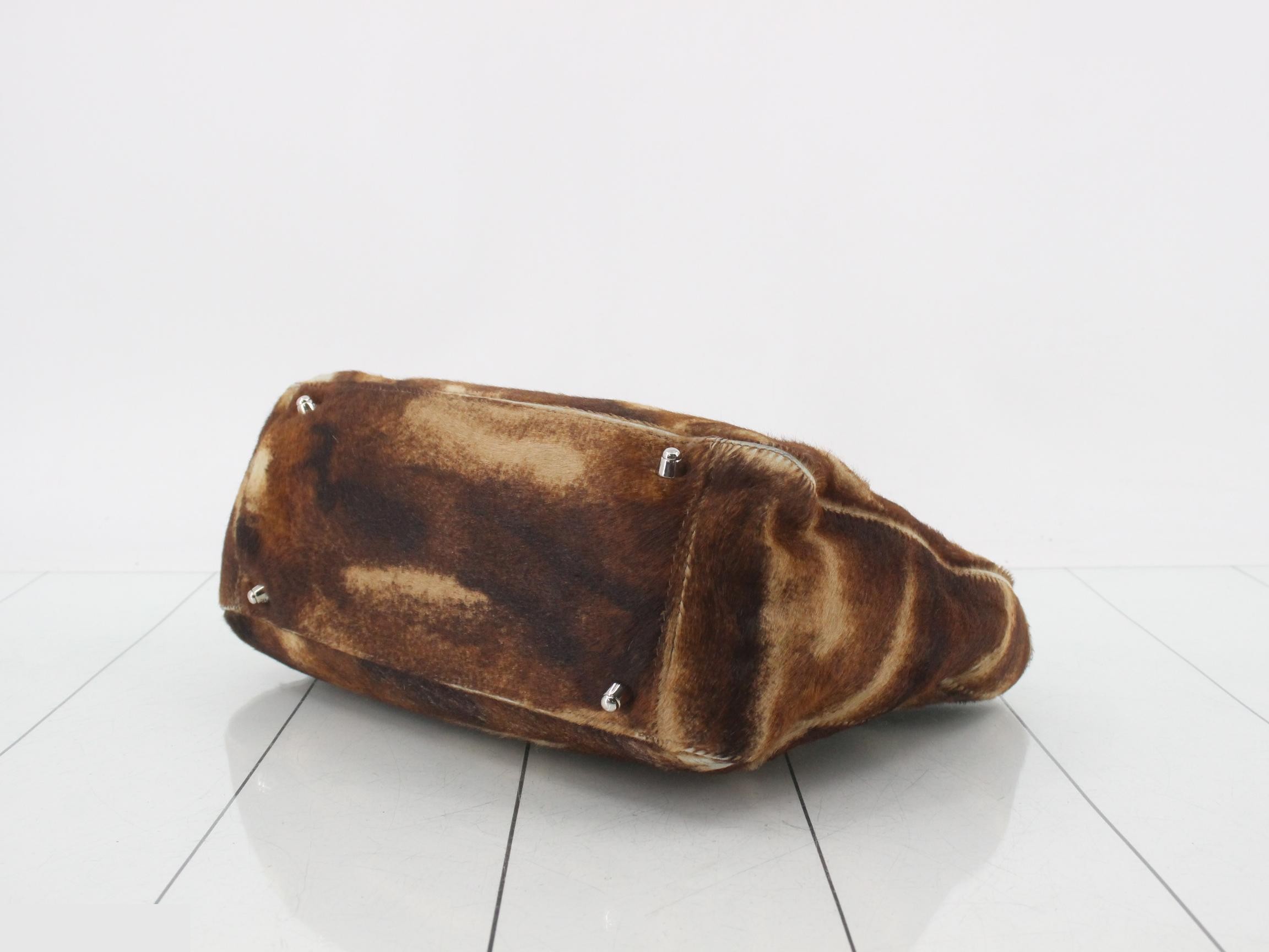 Calf hair Zucca leather handbag with FF hardware — view 6