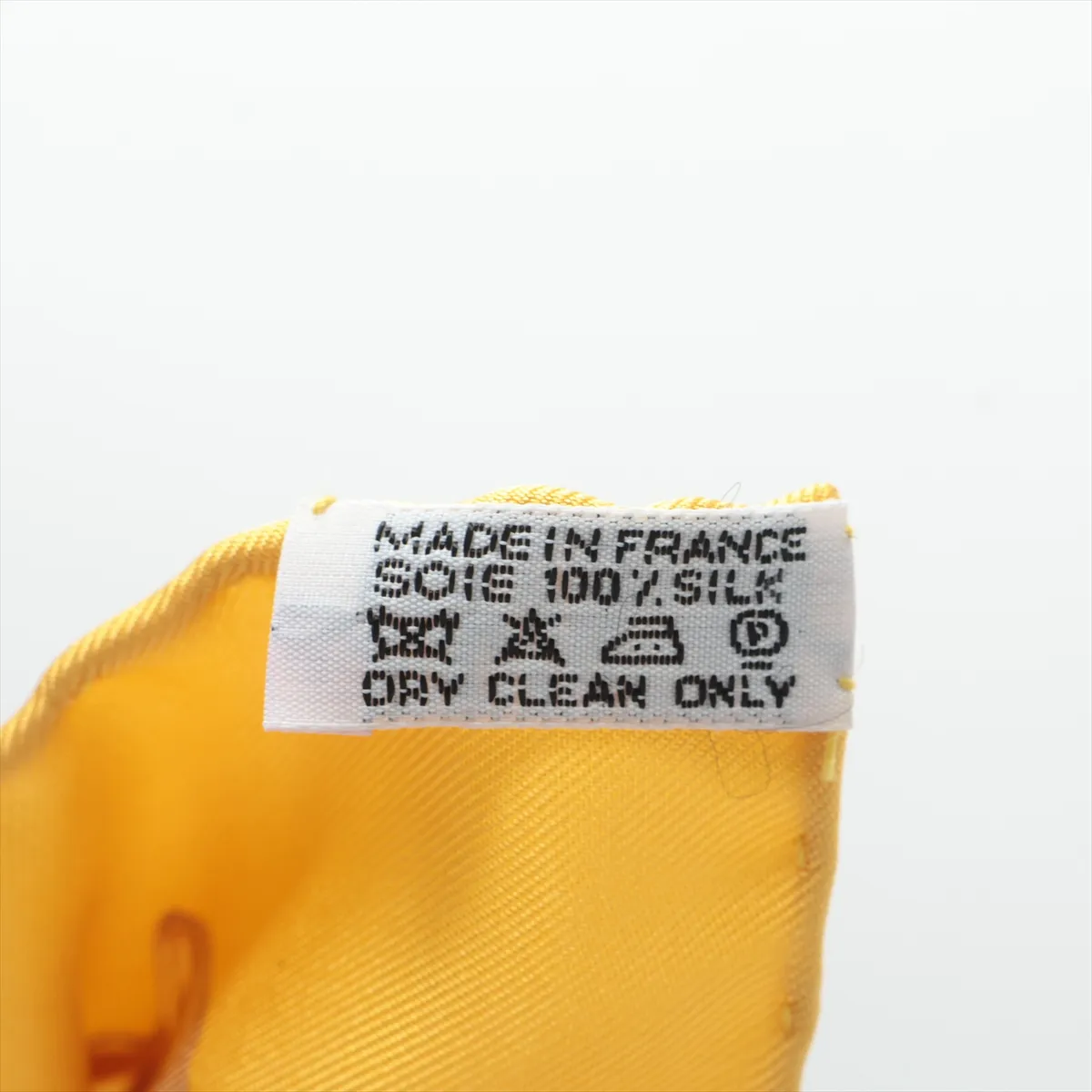 Carre 45 LES CAVALIERS D'OR (Golden Knights) Scarf, Silk, Yellow, Some wear, snags, pilling. — view 6