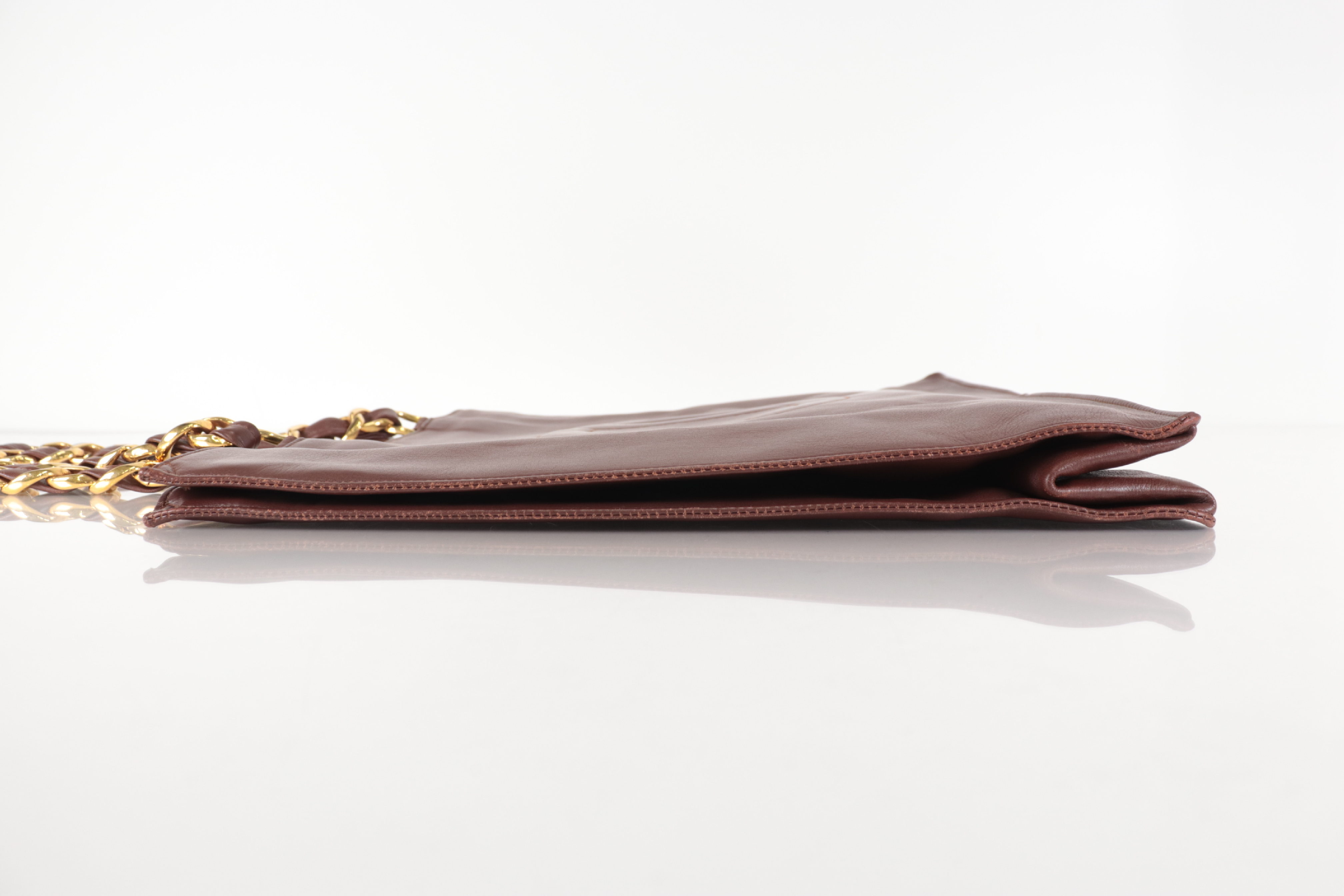 Lambskin Large Coco Chain Tote, Brown, Series 2 Tote Bag — view 3