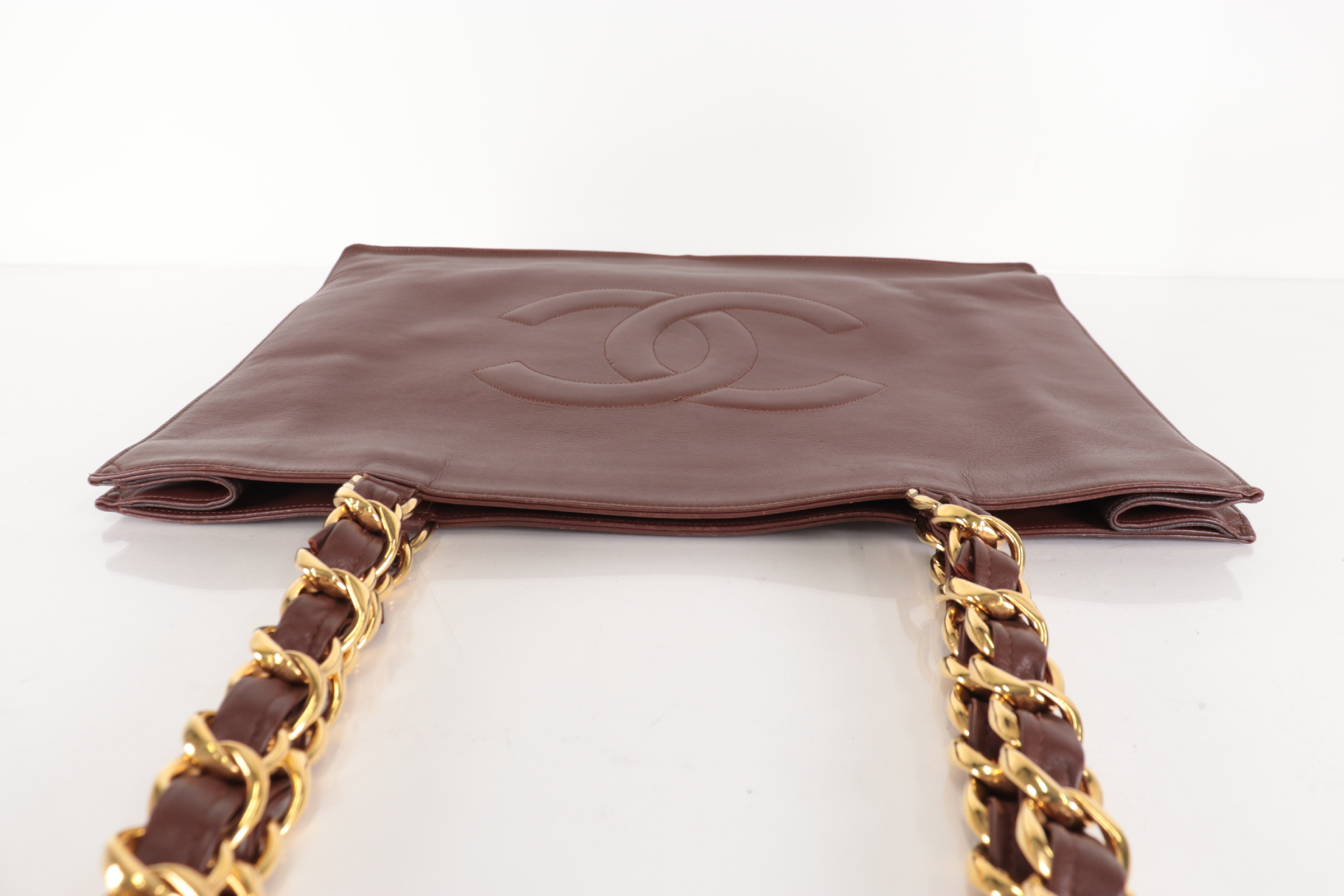 Lambskin Large Coco Chain Tote, Brown, Series 2 Tote Bag — view 5