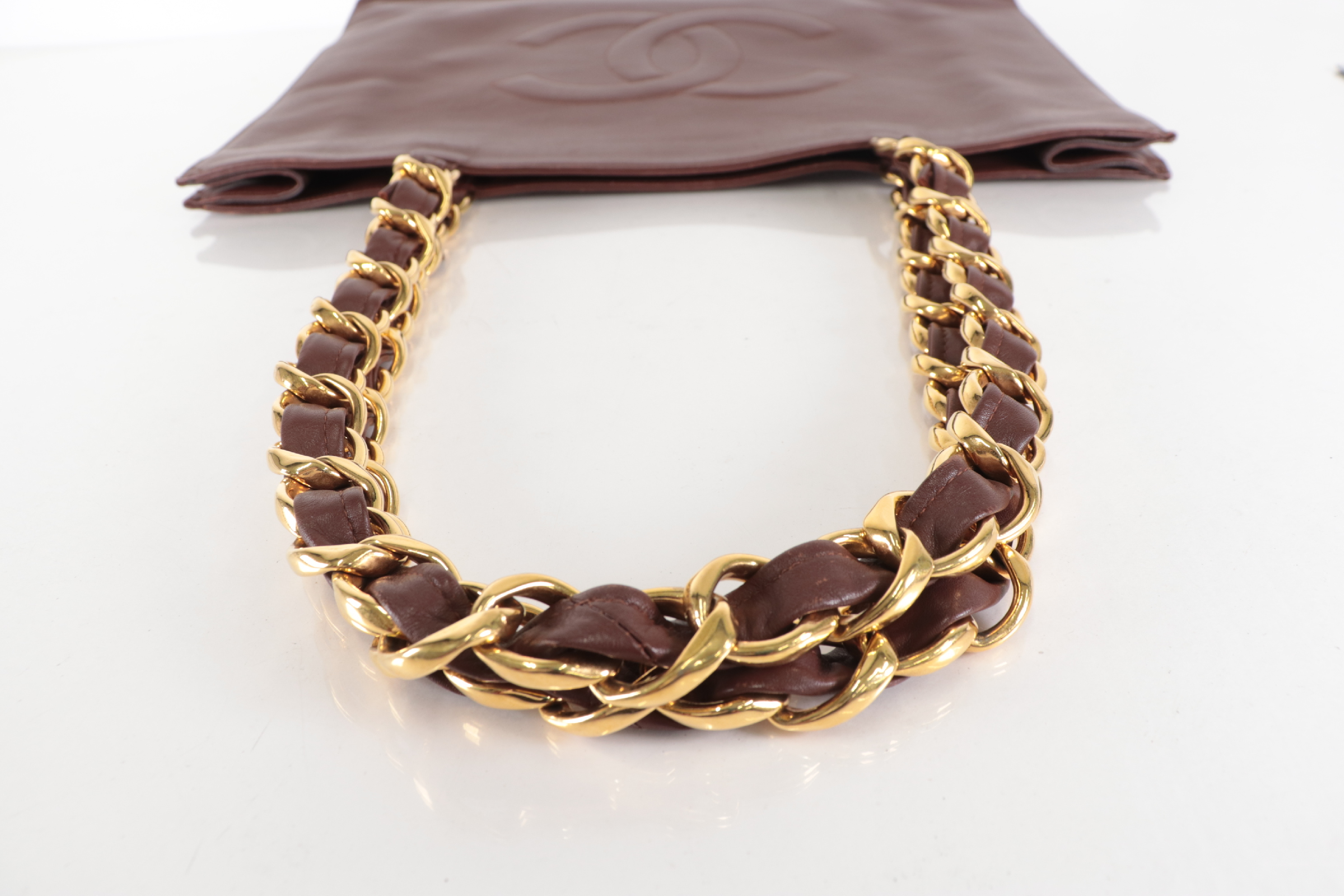 Lambskin Large Coco Chain Tote, Brown, Series 2 Tote Bag — view 6