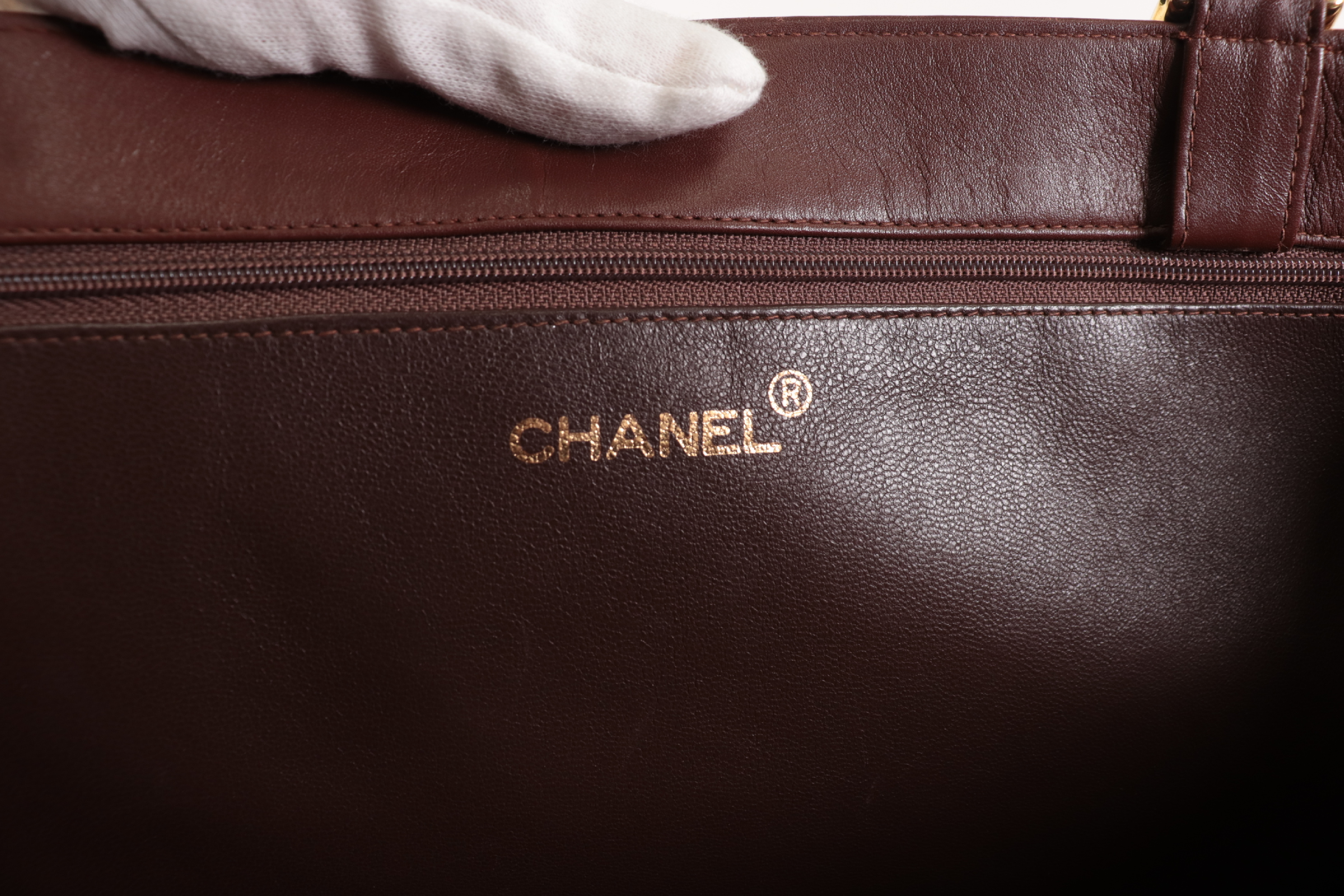 Lambskin Large Coco Chain Tote, Brown, Series 2 Tote Bag — view 8