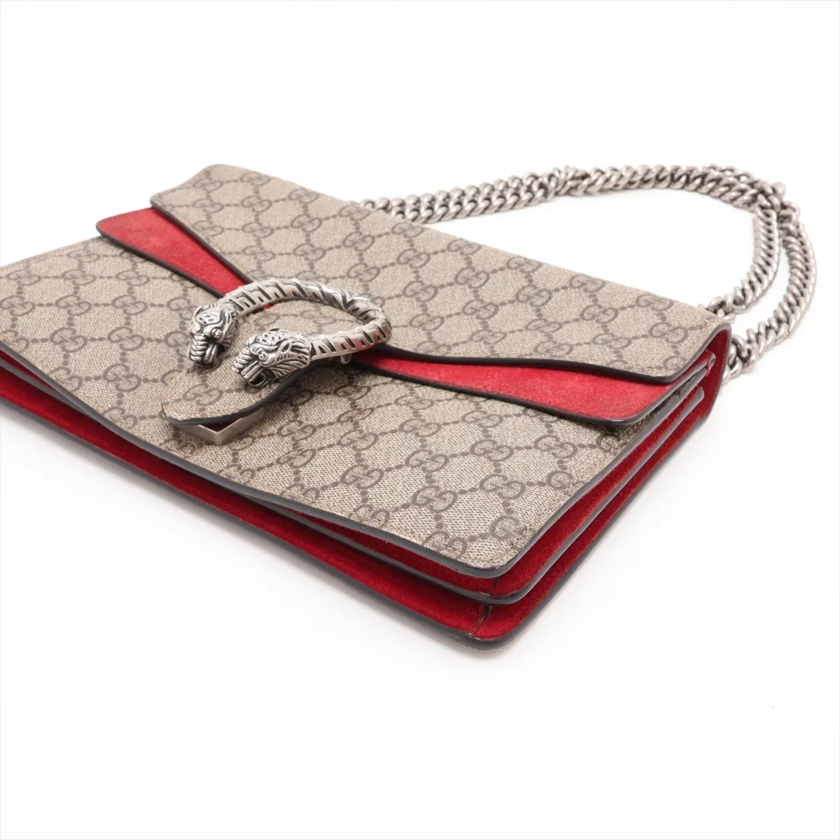 GG Supreme Dionysus 400249 PVC x Suede Chain Shoulder Bag Beige x Red — view 3