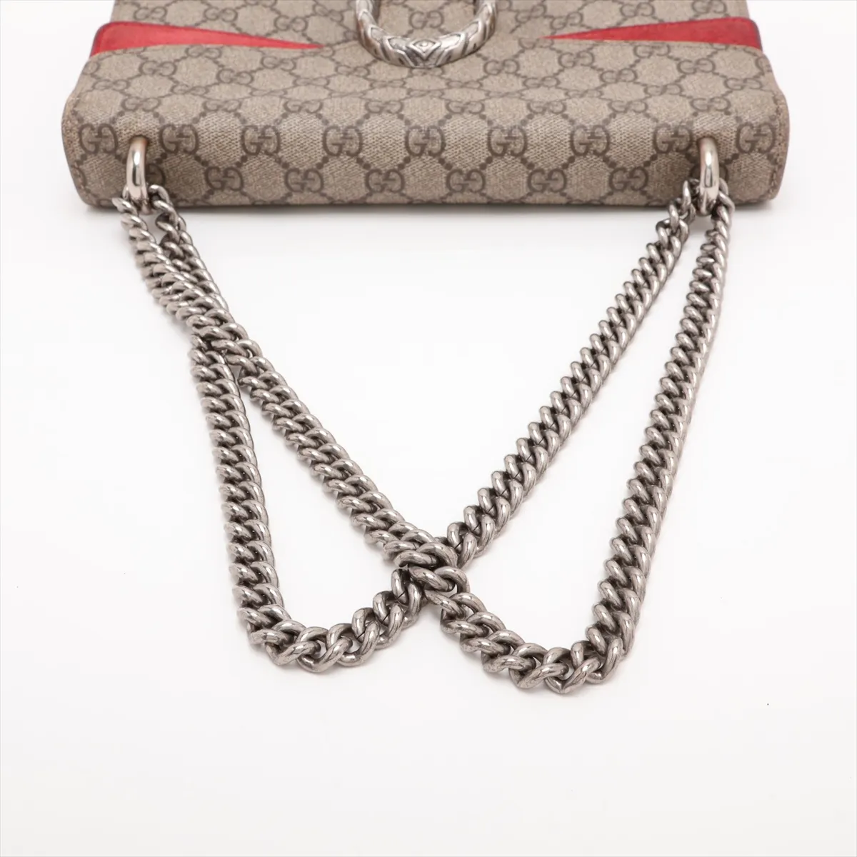 GG Supreme Dionysus 400249 PVC x Suede Chain Shoulder Bag Beige x Red — view 5
