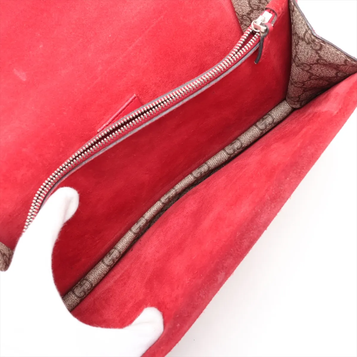 GG Supreme Dionysus 400249 PVC x Suede Chain Shoulder Bag Beige x Red — view 9