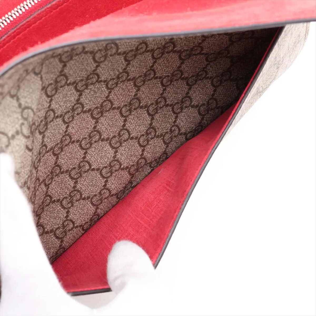 GG Supreme Dionysus 400249 PVC x Suede Chain Shoulder Bag Beige x Red — view 10