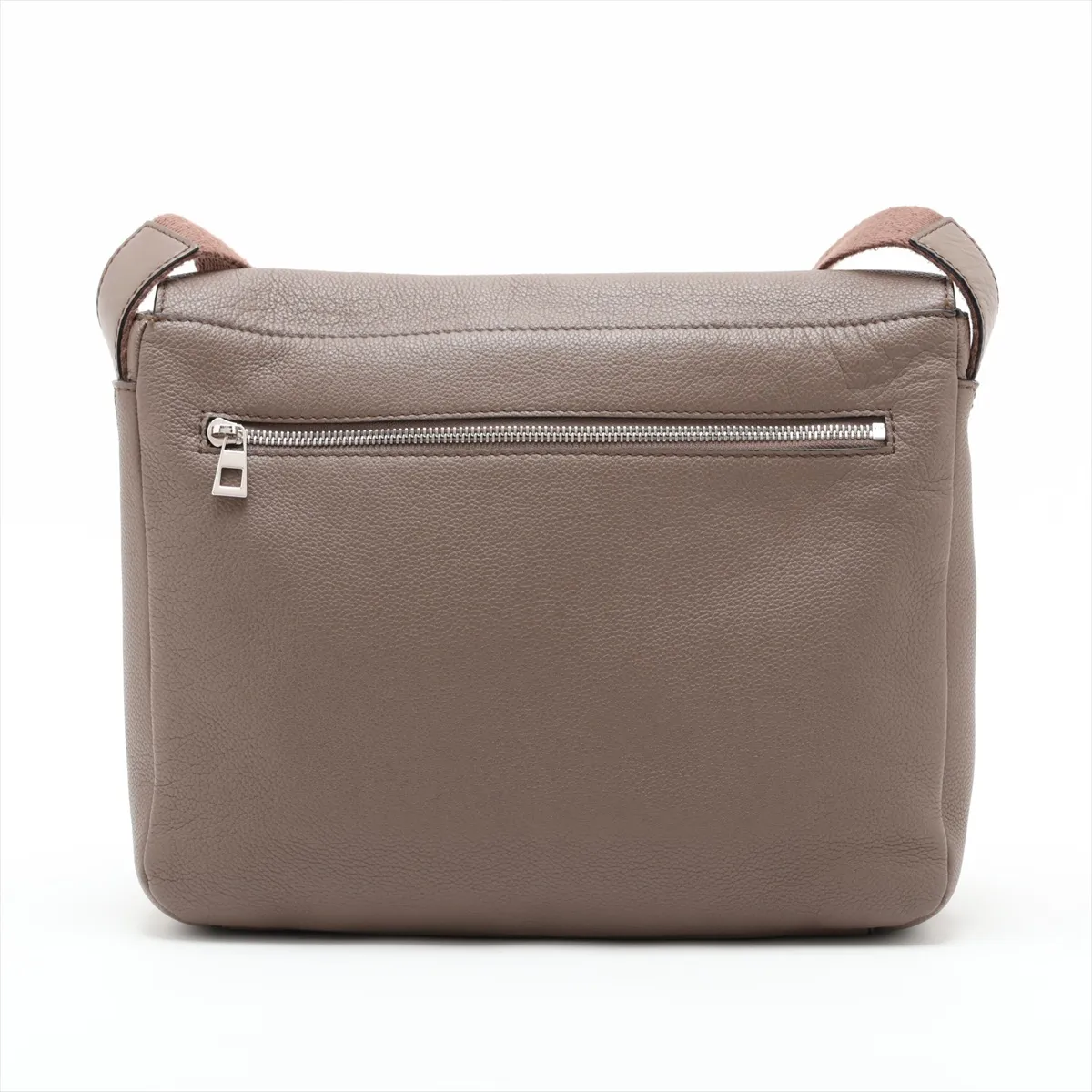 Military Messenger Bag, Leather Shoulder Bag, Beige — view 2